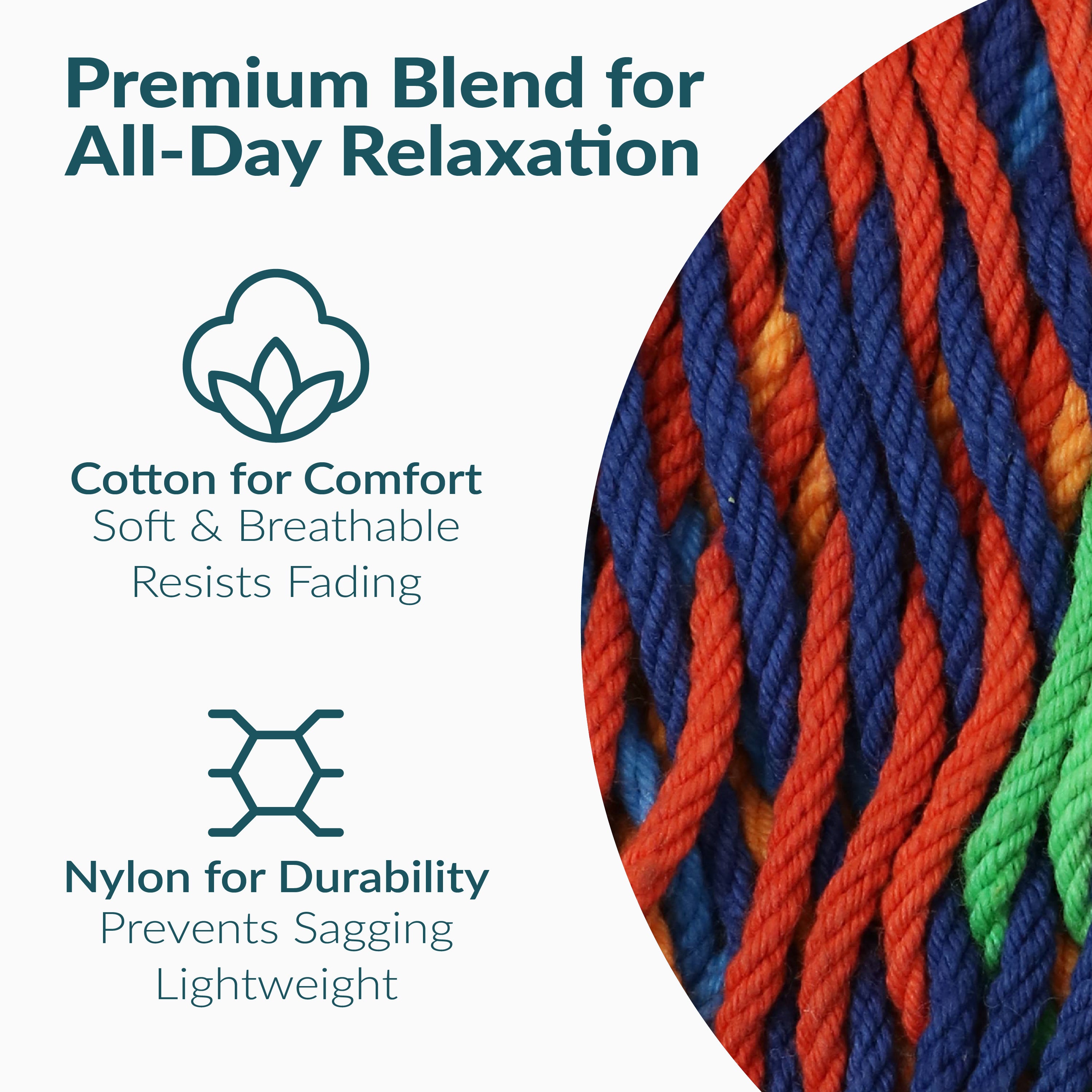 Sunnydaze Family Size Handwoven Thick Cord Mayan Hammock - Durable & Comfortable Outdoor Hammock for Backyard, Patio, Beach, and Camping