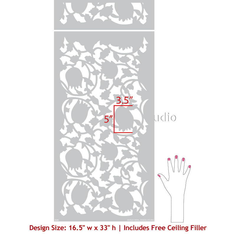 Tulip Block Print Allover Stencil - Floral Design Stencils for DIY Craft, Home Decor, and Wall Painting Projects