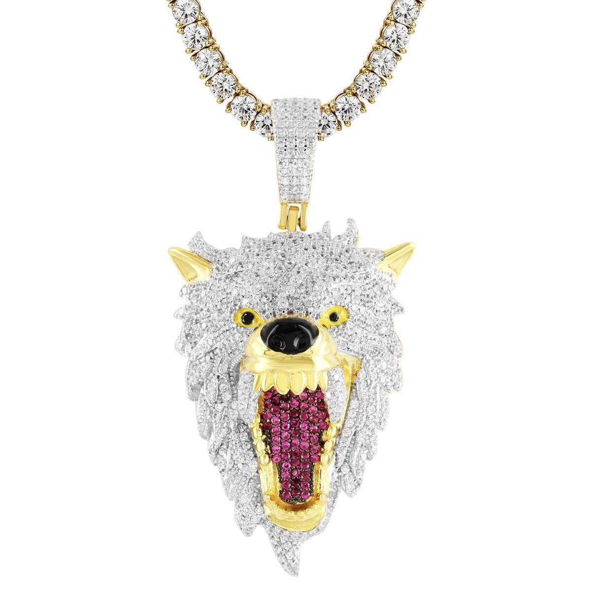 Men's Roaring Wolf Silver Pendant Necklace - Fierce Animal Jewelry for Men - Perfect for Outdoor Adventures, Gifts & Everyday Wear
