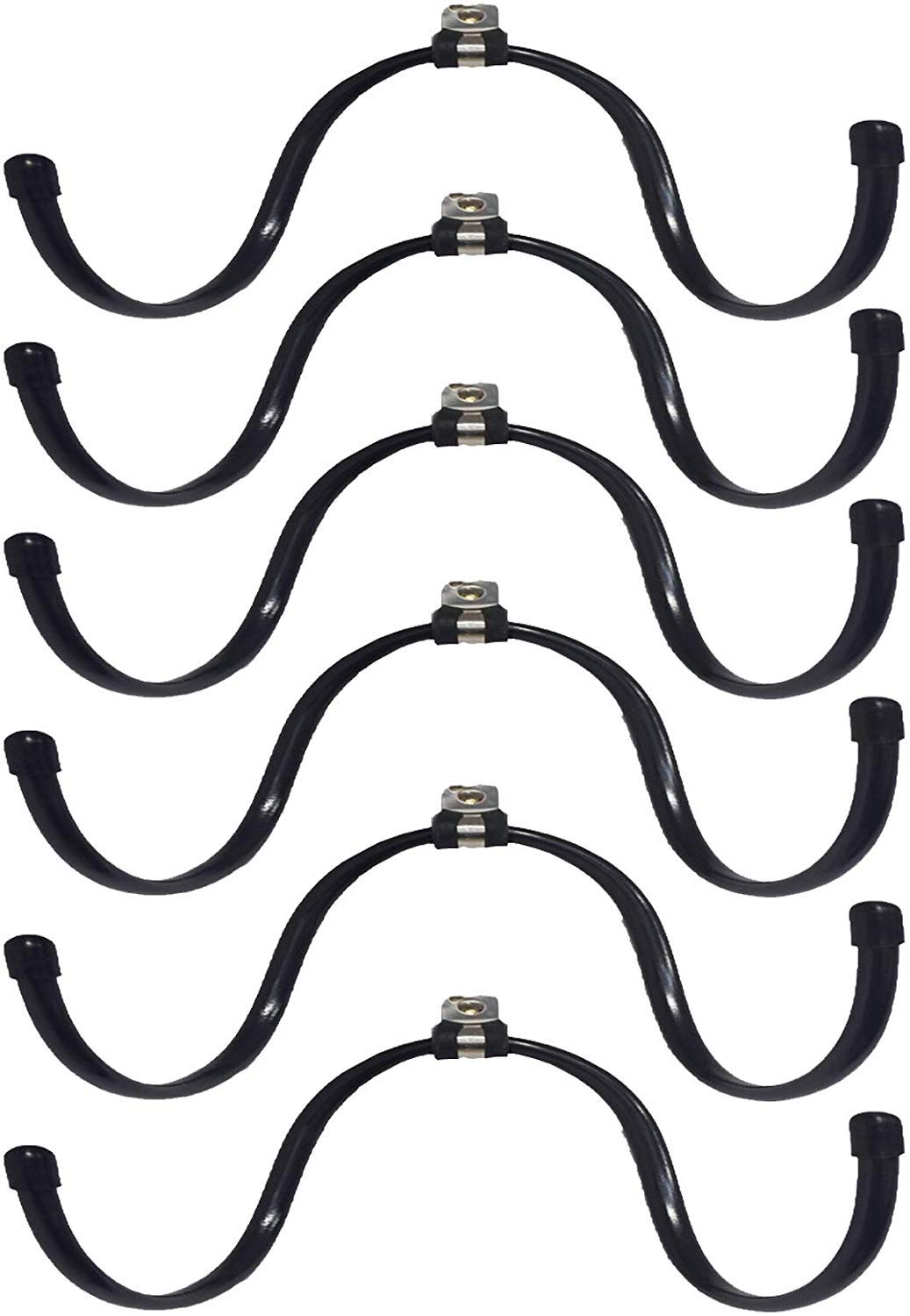 6-Pack Adjustable Wall Mount Wine & Towel Rack - Flexible Metal Bottle & Glass Holder with Rubber Protection (No Scratches) - Home Kitchen Decor & Storage Solution for Bars, Restaurants, and Modern Homes