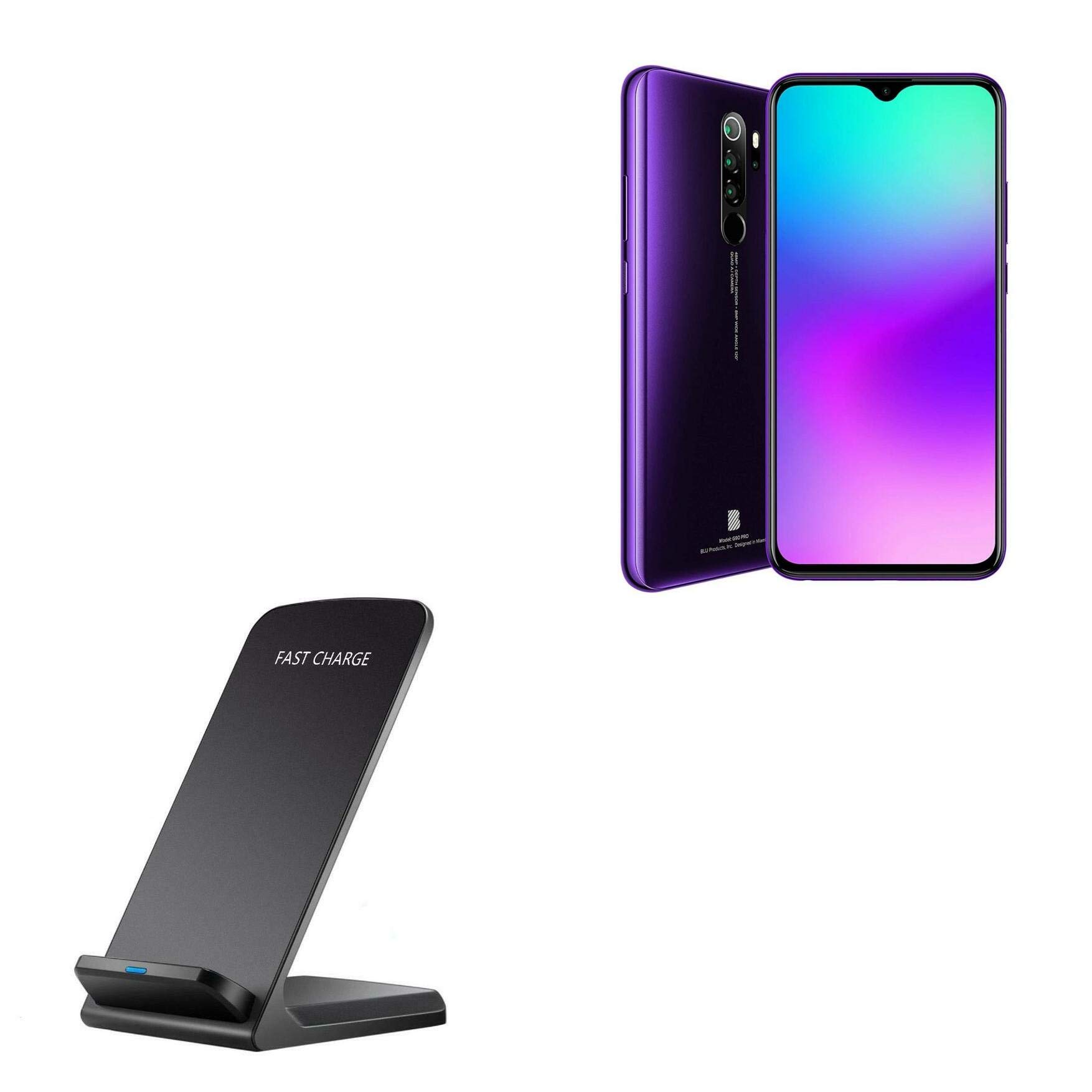 BLU G90 Pro Wireless Charger Stand - 10W Fast Qi-Certified Charging Pad, Cord-Free Convenience for BLU G90 Pro Smartphone - Jet Black | Perfect for Bedside, Office Desk & Nightstand Charging