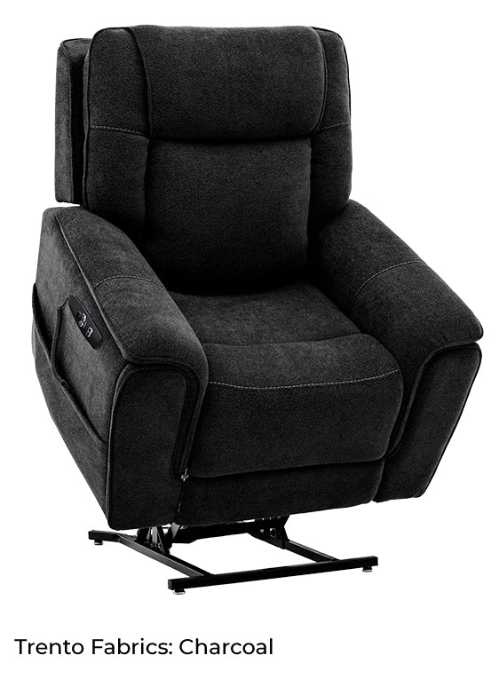 Trio Mezzo Trento Charcoal Lift Recliner Chair MM3600 VTCHC H0A - Comfortable Power Lift Recliner for Elderly & Mobility Assistance - Perfect for Living Room, Bedroom, or Home Theater