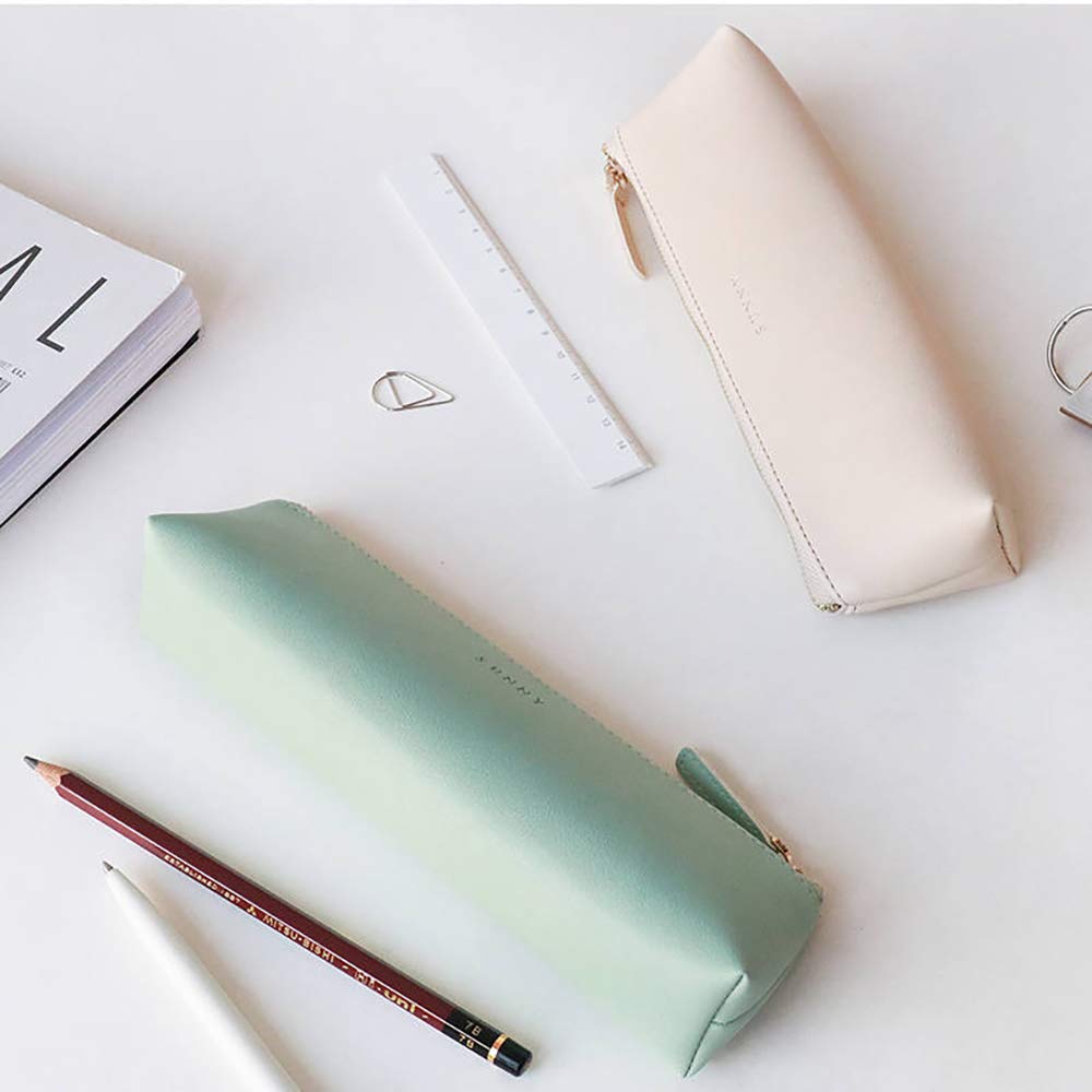 Doraking PU Leather Makeup Pouch - Cosmetic & Stationery Case for Students, Perfect for Pens & Pencils - Apricot