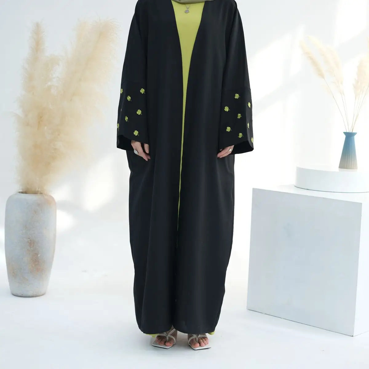 Elegant Embroidered Open Front Cardigan Abaya Dress #24730 - Perfect for Casual Wear, Prayer Dresses & Special Occasions