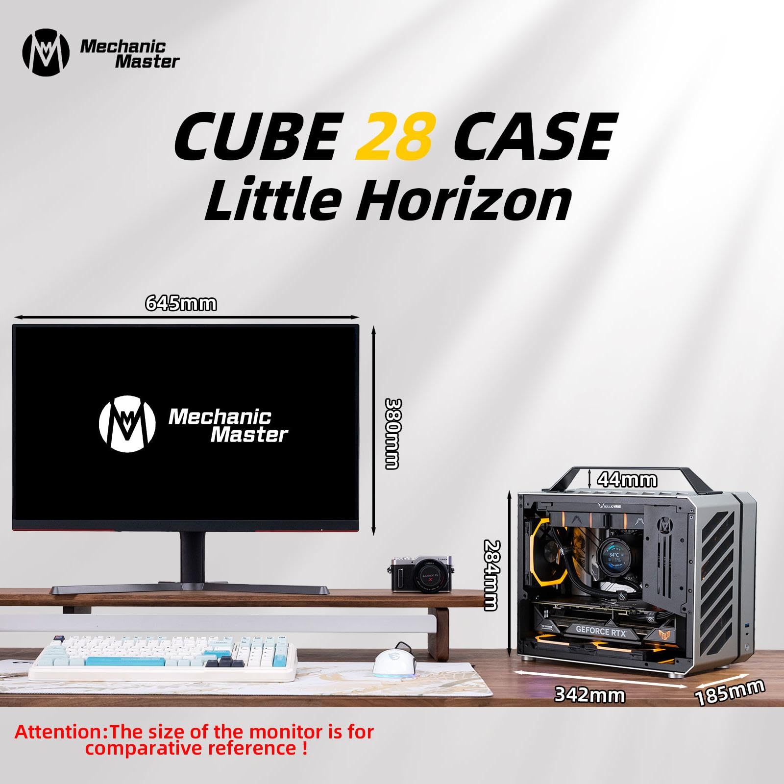 Mechanic Master Cool Cube C28 Compact PC Case - Aluminum & Steel MATX/ITX Chassis with Tempered Glass & Water Cooling Support - Perfect for Small Space Gaming & Home Office Setups (Moonlight Silver)