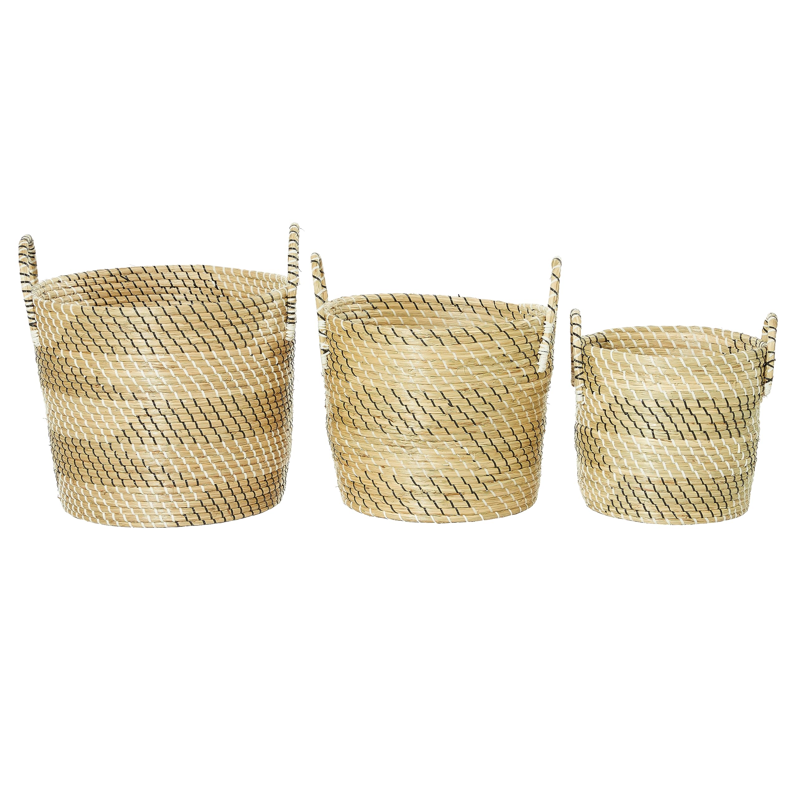 Deco 79 Handwoven Seagrass Storage Baskets - Set of 3 (14