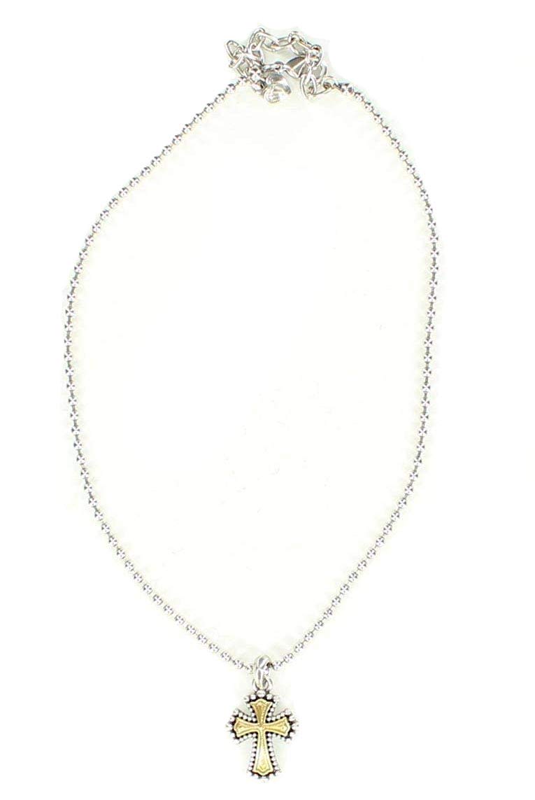 Lightning Ridge Beaded Edge Cross Necklace for Women - Silver One Size Western Jewelry | Perfect for Church, Weddings & Everyday Fashion