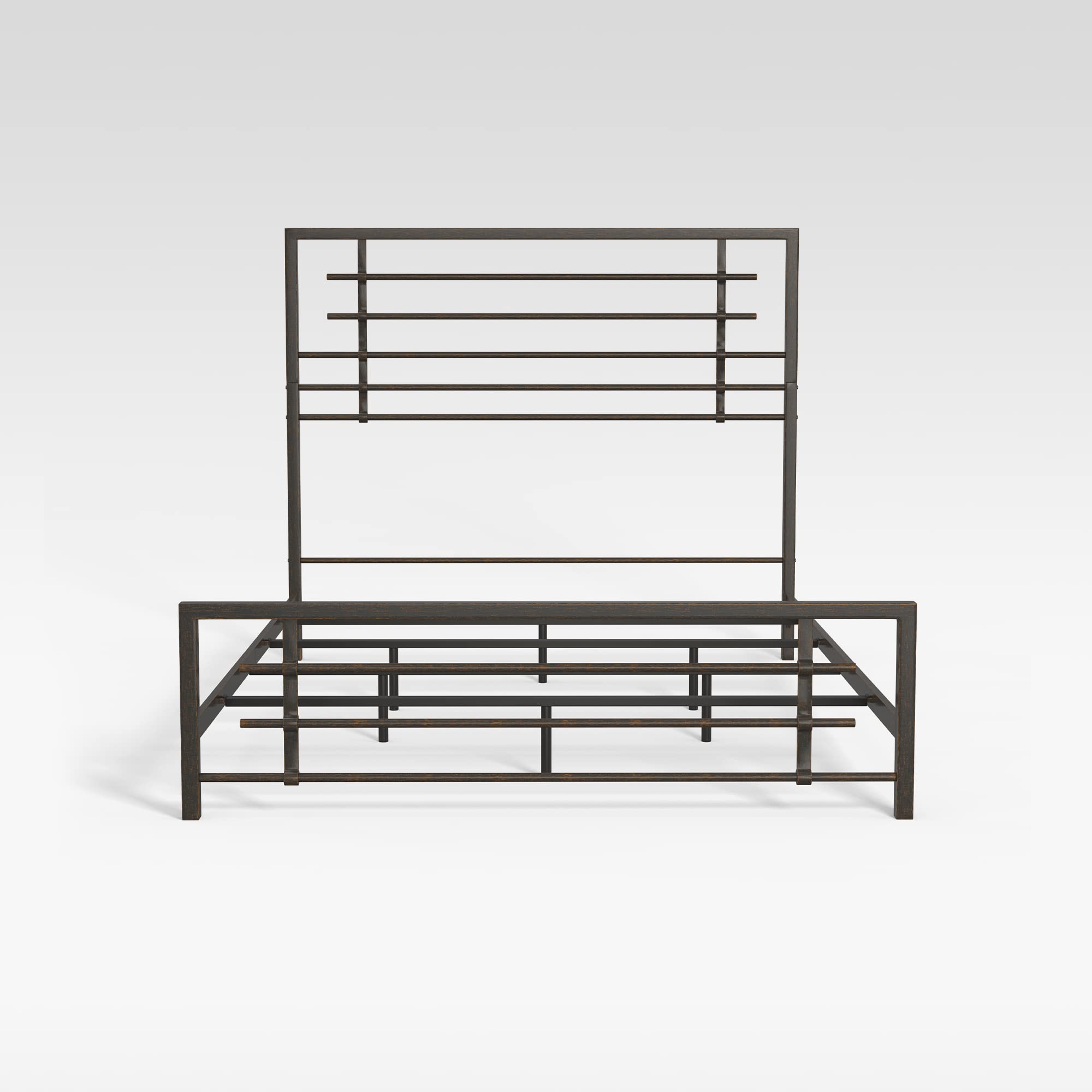 eLuxurySupply King Size Metal SNAP Bed Frame - Carbon Steel Construction with Rustic Pewter Finish - Easy Assembly Folding Bed Frame with Headboard & Footboard - Sturdy Steel Bed Base for Master Bedroom, Guest Room or Dorm