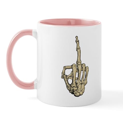 White/Pink Inside - Skeleton Middle Finger Mug