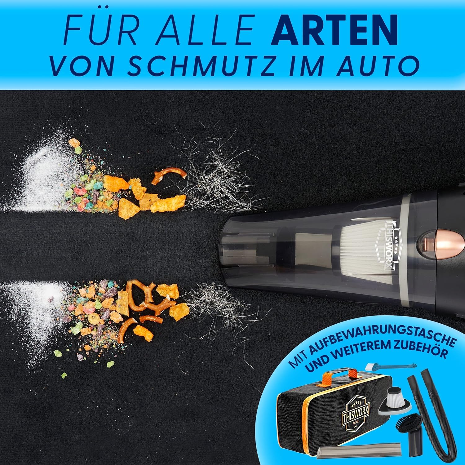 ThisWorx Portable Car Vacuum Cleaner - 16ft Cord & Attachments for Cars, RVs, Boats | Travel & Home Use