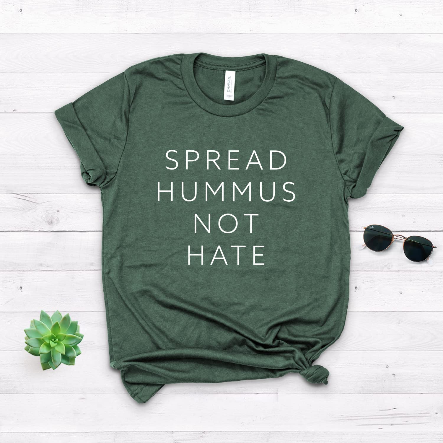 Spread Hummus Not Hate Vegan T-Shirt - Soft Unisex Vegan & Vegetarian Tee - Hummus Lover Gift for Plant-Based Lifestyle - Perfect for Casual Wear, Vegan Events & Gifting