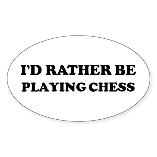 White - Rather Be Playing Chess Oval Sticker