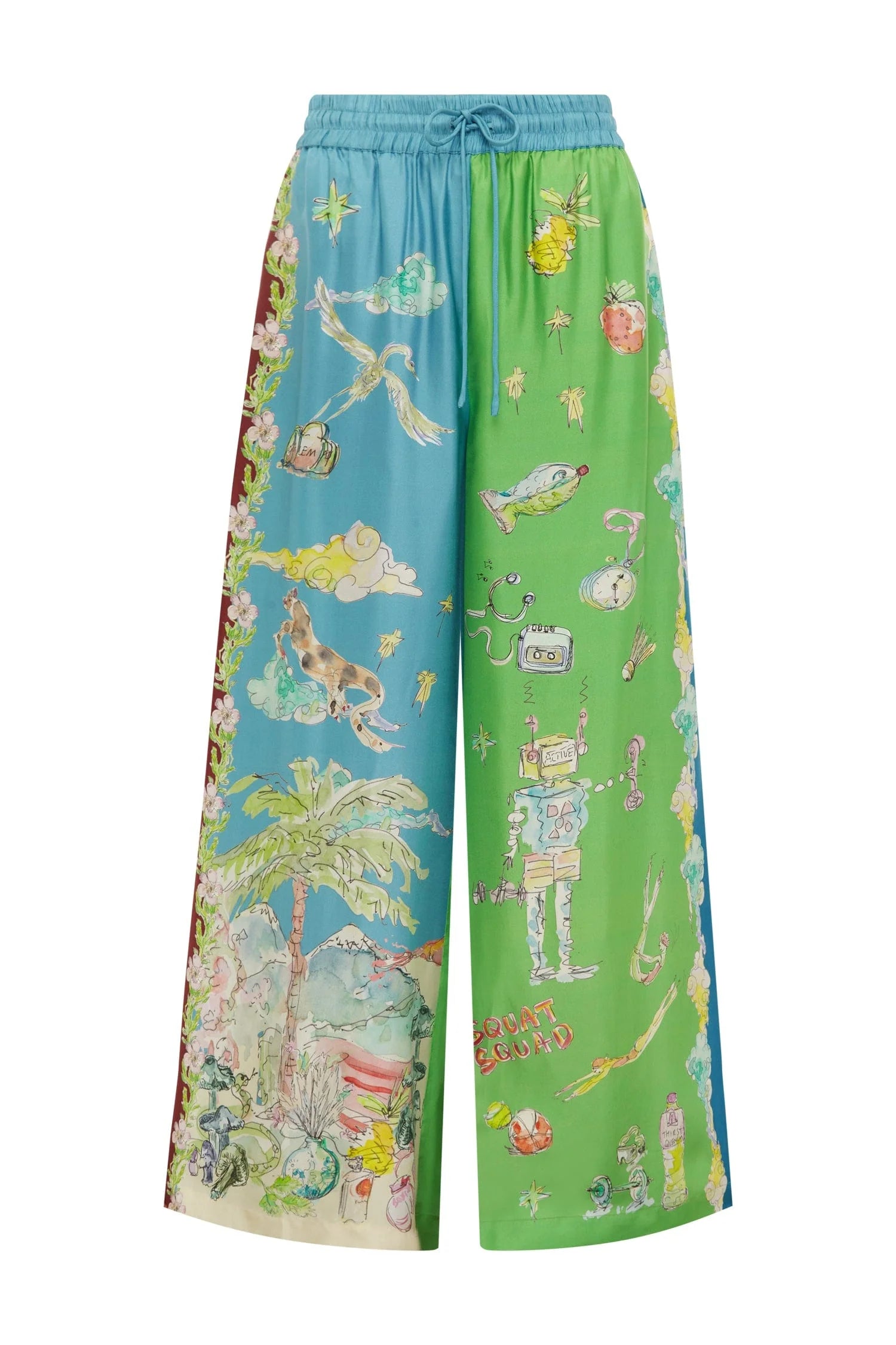 Daria Silk Pants for Women - Elegant High-Waisted Wide Leg Palazzo Trousers - Perfect for Office, Party & Special Occasions