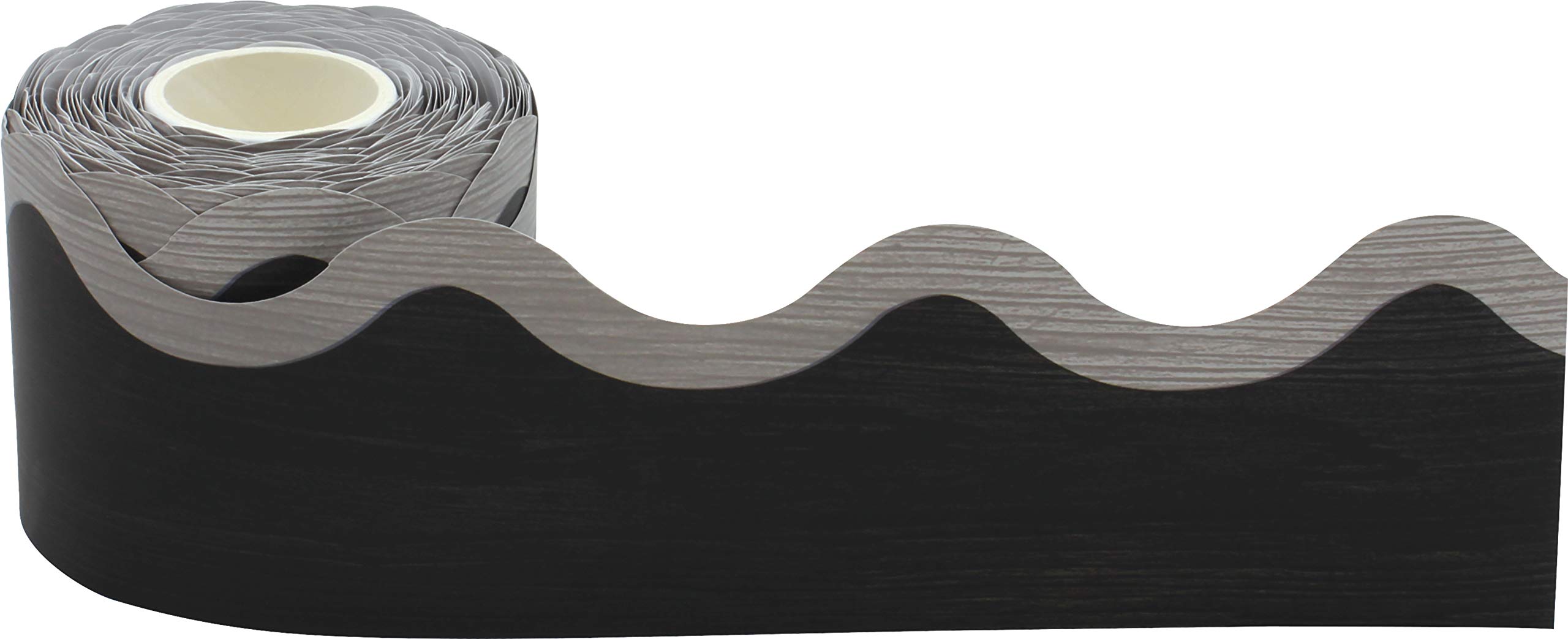 Teacher Created Resources Modern Farmhouse Black & Gray Scalloped Border Trim - 50ft Roll for Bulletin Boards, Walls, Desks - Perfect for Classroom Decor, Homeschooling, School Doors & Windows Decoration