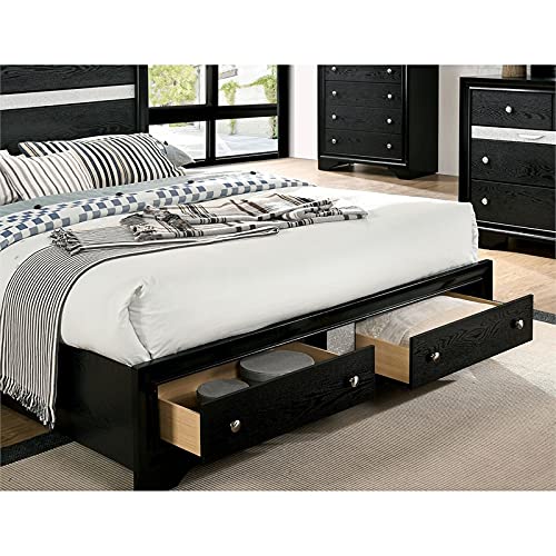 FOA Laren Contemporary 3-Piece Black Wood Bedroom Set - Queen Size Bed & 2 Nightstands | Modern Bedroom Furniture for Home Decor | Perfect for Master Bedroom, Guest Room & Apartment Living