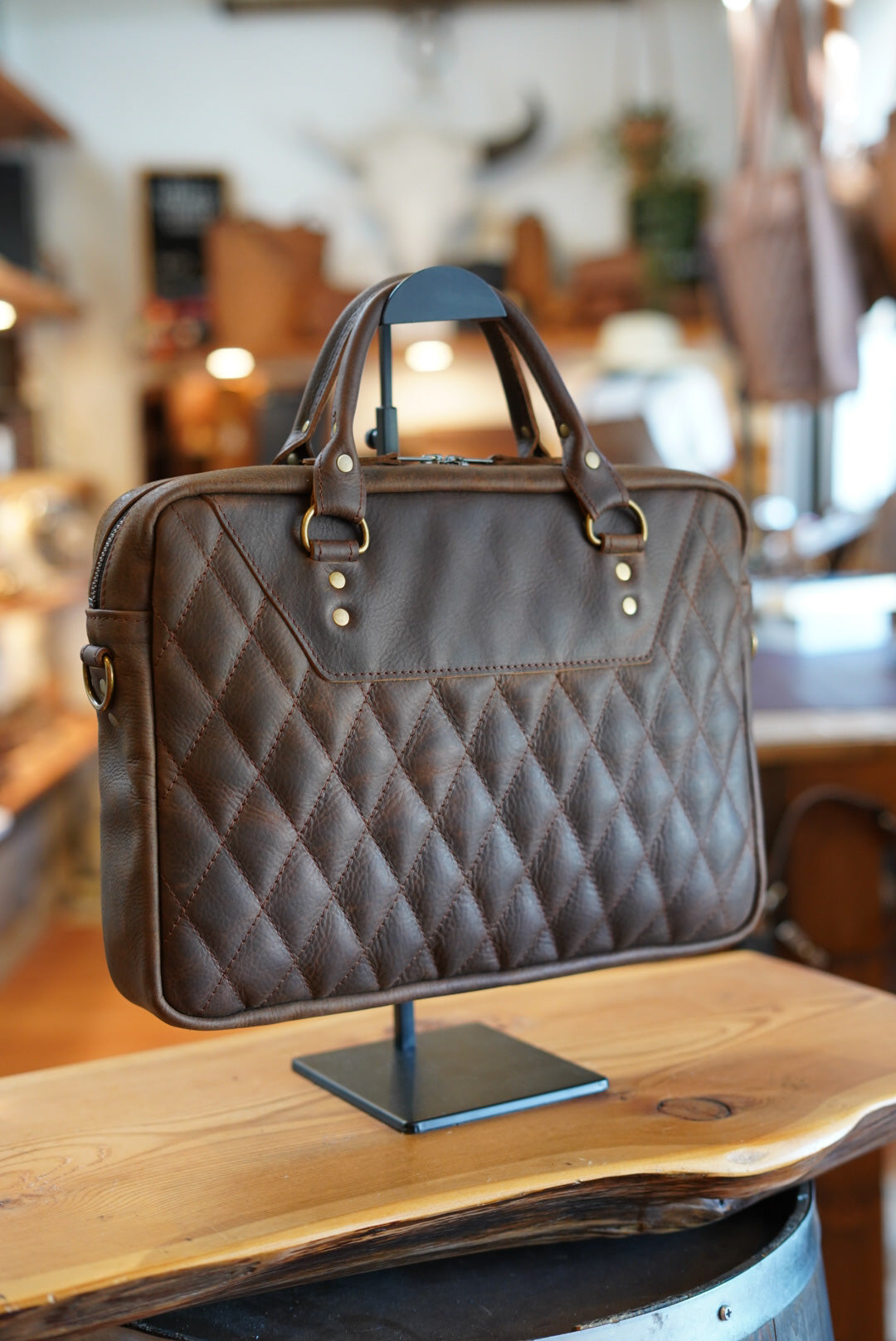 Premium Work Bag for Professionals - Diamond Stitch Design in Kodiak Brown - Ideal for Office, Business Travel & Daily Commute
