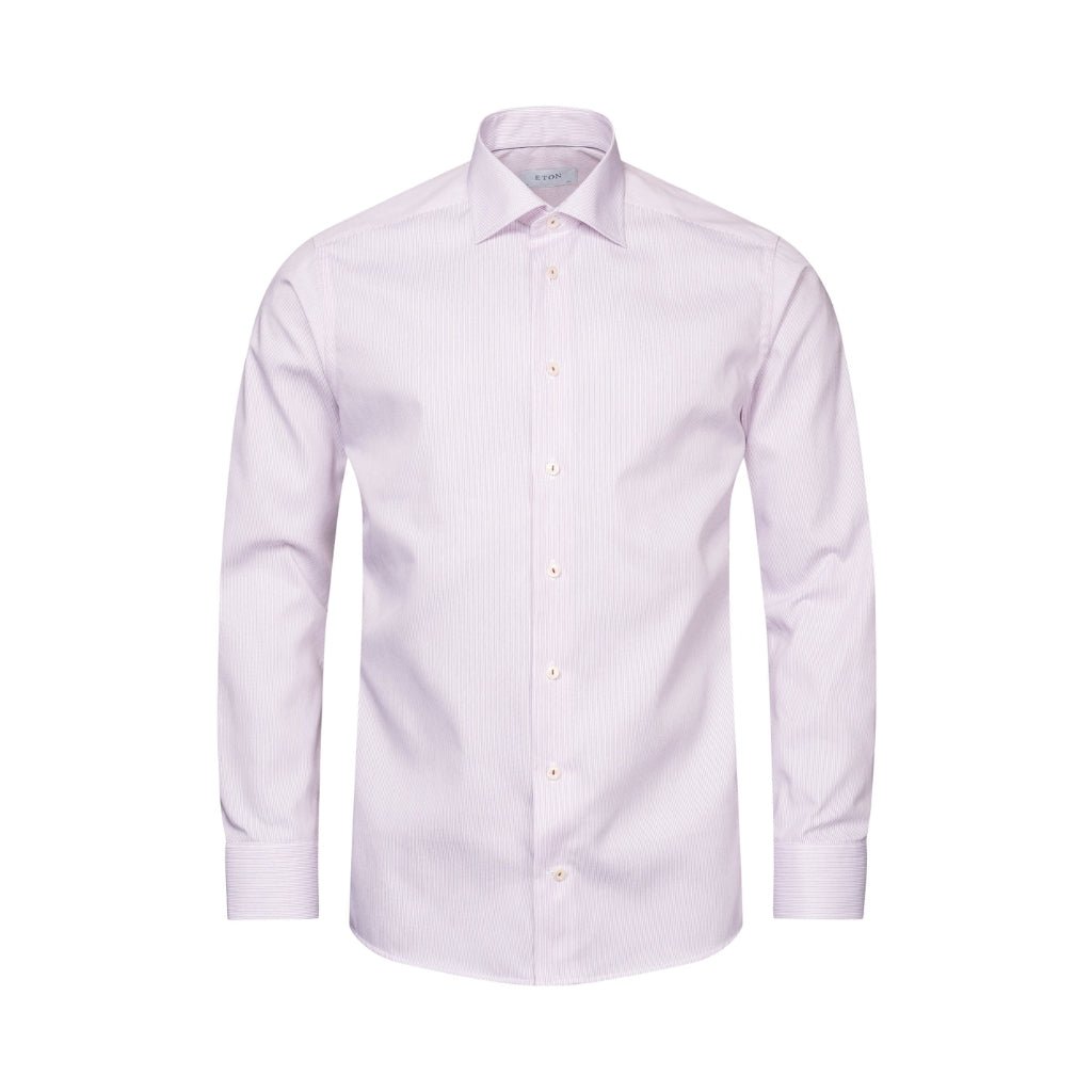 ETON Striped Twill Contemporary Single Cuff Business Shirt for Men - Light Purple Formal Dress Shirt - Perfect for Office, Meetings & Special Occasions