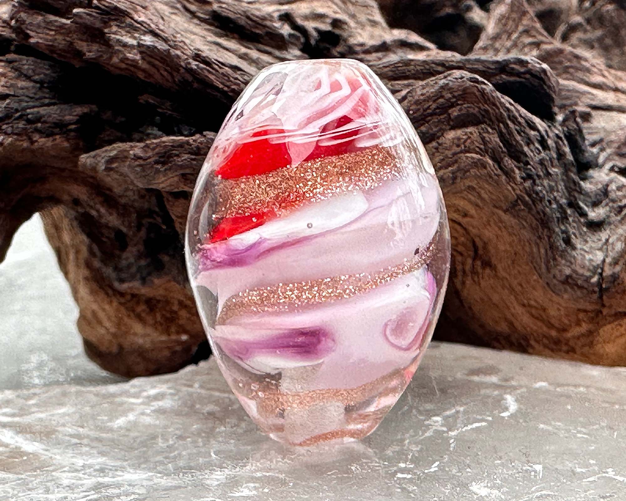 Valentine Love Lampwork Glass Focal Bead - Handmade SRA Artisan Jewelry Bead for Necklace, Bracelet & DIY Craft Projects - Perfect for Valentine's Day Gifts & Romantic Jewelry Making