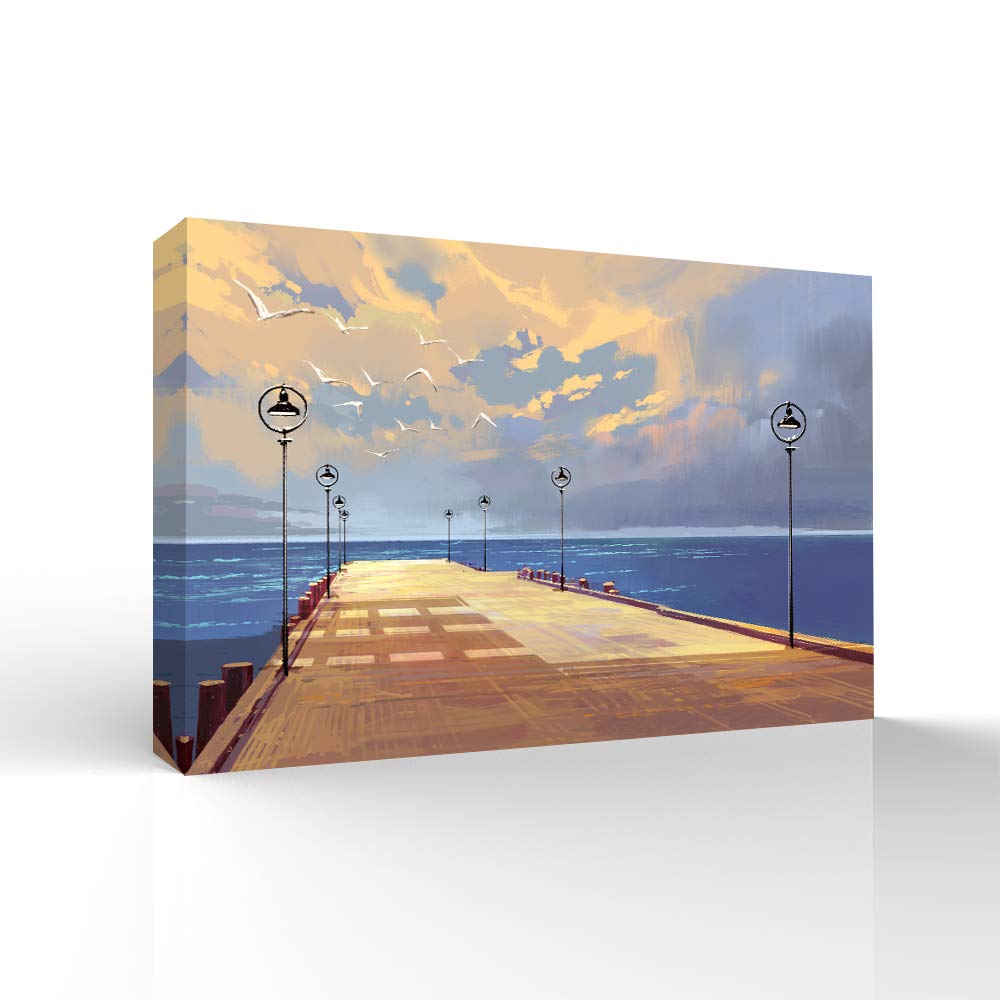 Wall26 Futuristic City Canvas Art - 16x24 Inches Modern Urban Landscape Painting, Home Decor for Bedroom, Living Room, Office, and Dorm Wall Decorations