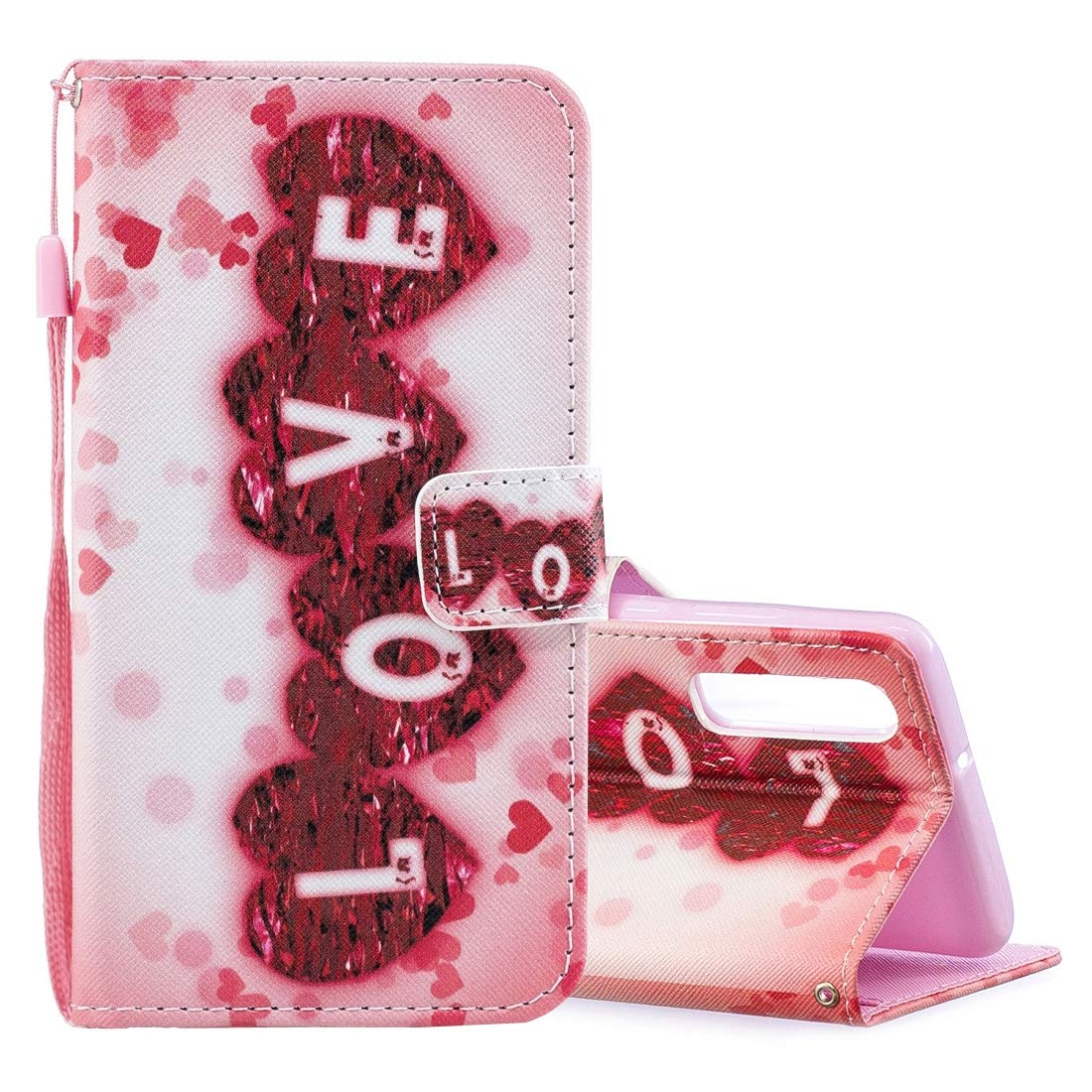 Premium Love Pattern Horizontal Flip Leather Case for Huawei P30 - Wallet Design with Card Slots & Kickstand | Durable Protection for Everyday Use, Travel & Business Meetings