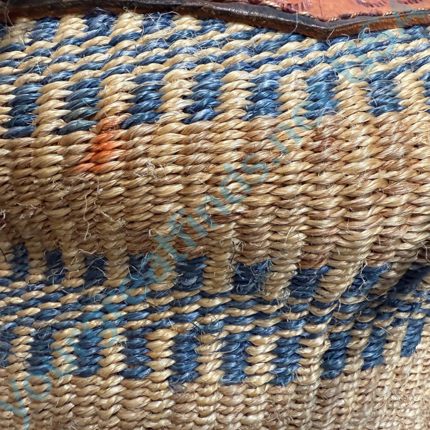 Vintage African Woven Jute Leather Market Tote Bag Purse - Handmade Boho Shoulder Bag for Women, Eco-Friendly Shopping & Beach Tote - Perfect for Farmers Market, Travel & Everyday Use