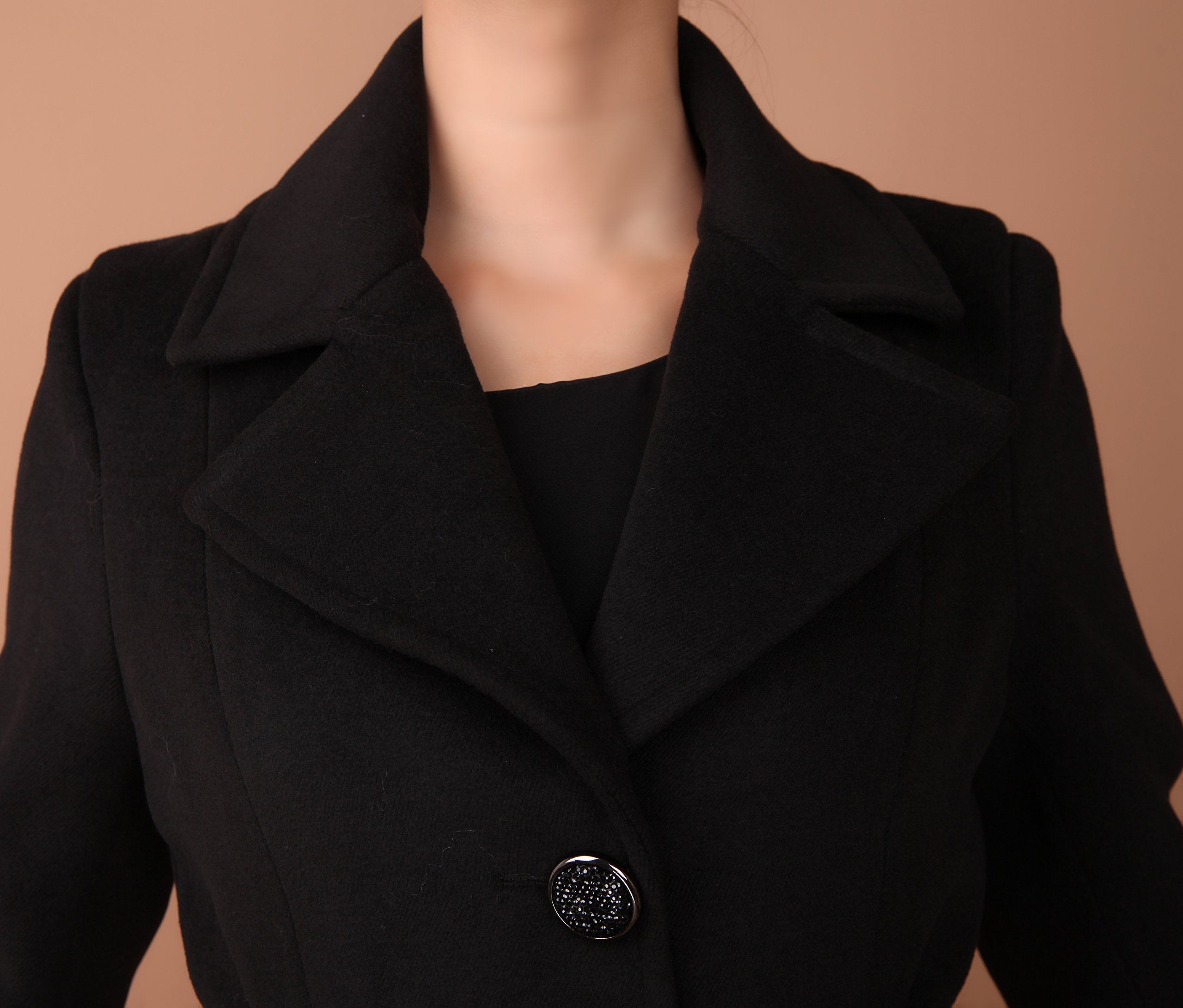 Women's Long Wool Cashmere Trench Coat with Buttons - Warm Winter Overcoat for Women - Perfect for Office, Travel & Formal Occasions