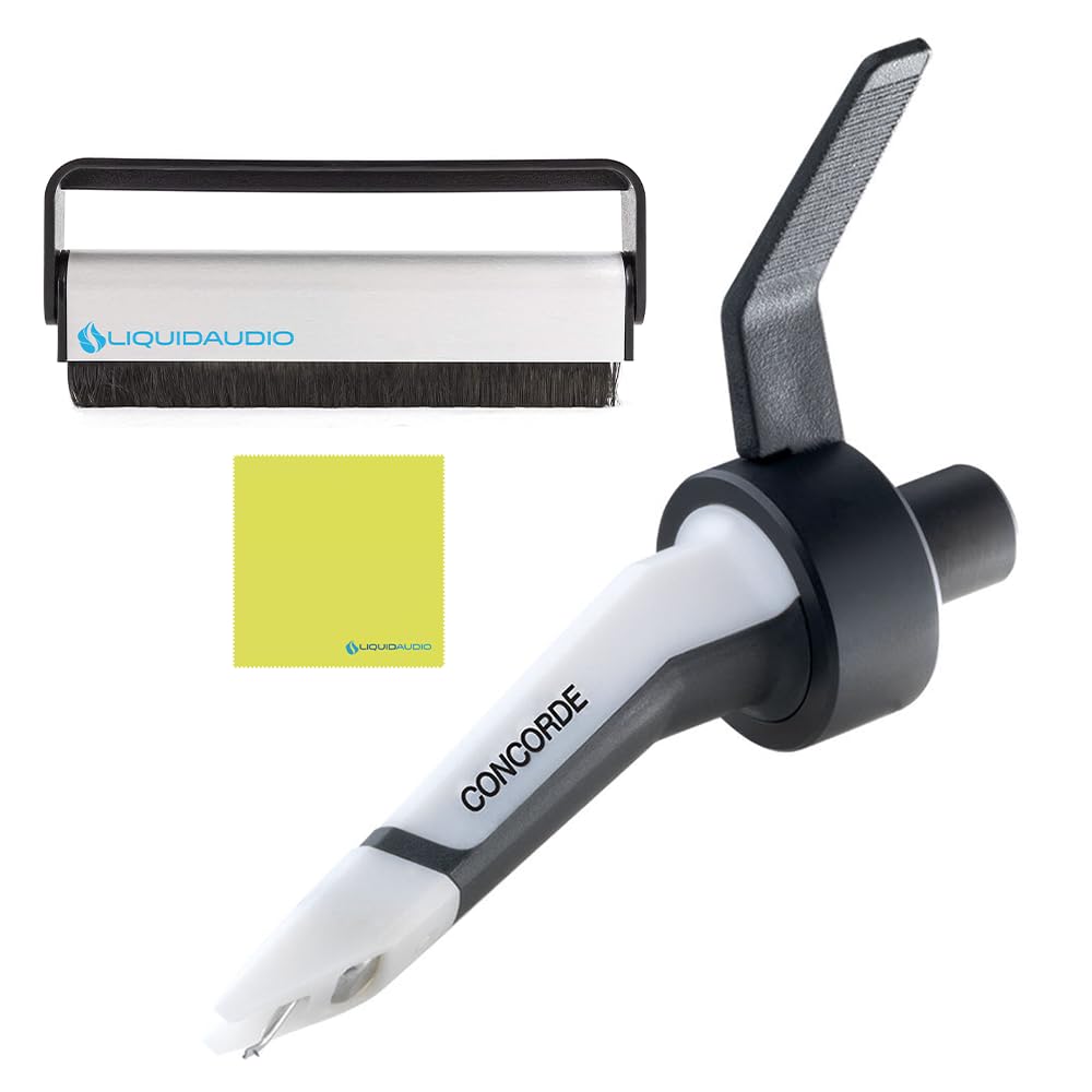 Ortofon Concorde MkII Scratch DJ Cartridge with Spherical Stylus - Professional Turntable Needle Bundle Includes Carbon Fiber Record Brush & Polishing Cloth for Vinyl Cleaning & DJ Scratching Performance