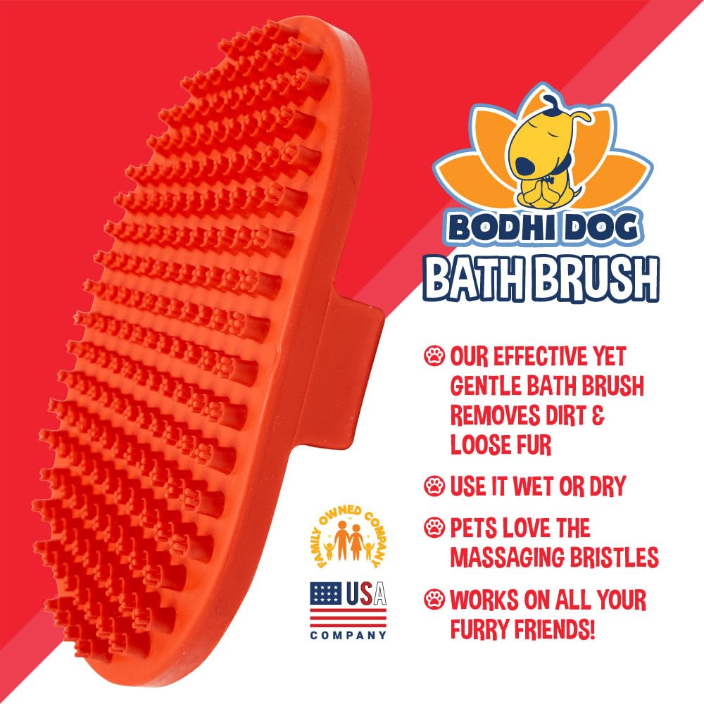 Bodhi Dog Shampoo Brush - Premium Pet Grooming Brush for Dogs & Cats - Bath Brush for Long & Short Hair - Massage Scrubber for Shower & Bathing (Red, 1 Pack) - Perfect for Home Pet Grooming & Spa Days