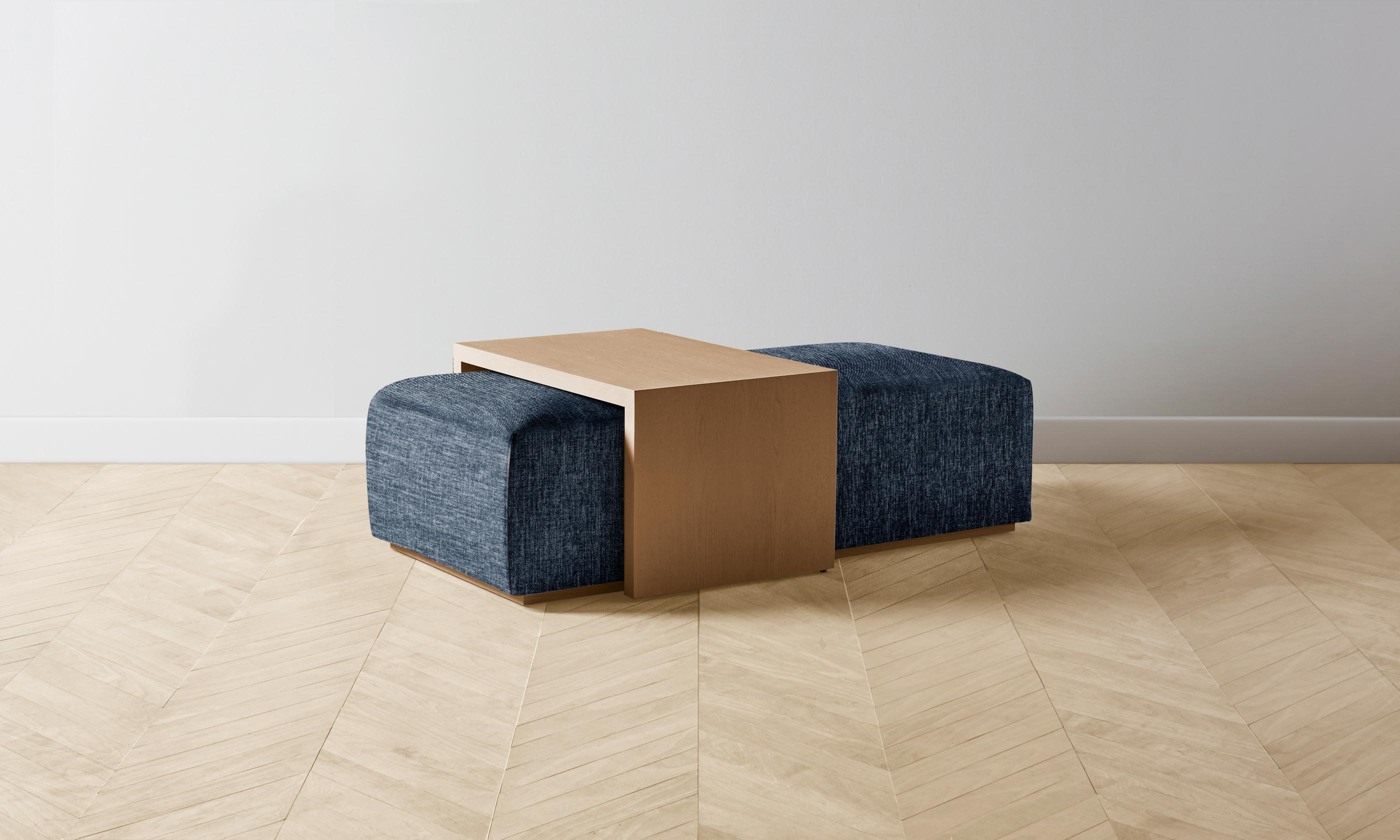 The Bowery Ottoman - Premium Performance Tweed Denim Upholstered Storage Bench for Living Room, Bedroom & Entryway