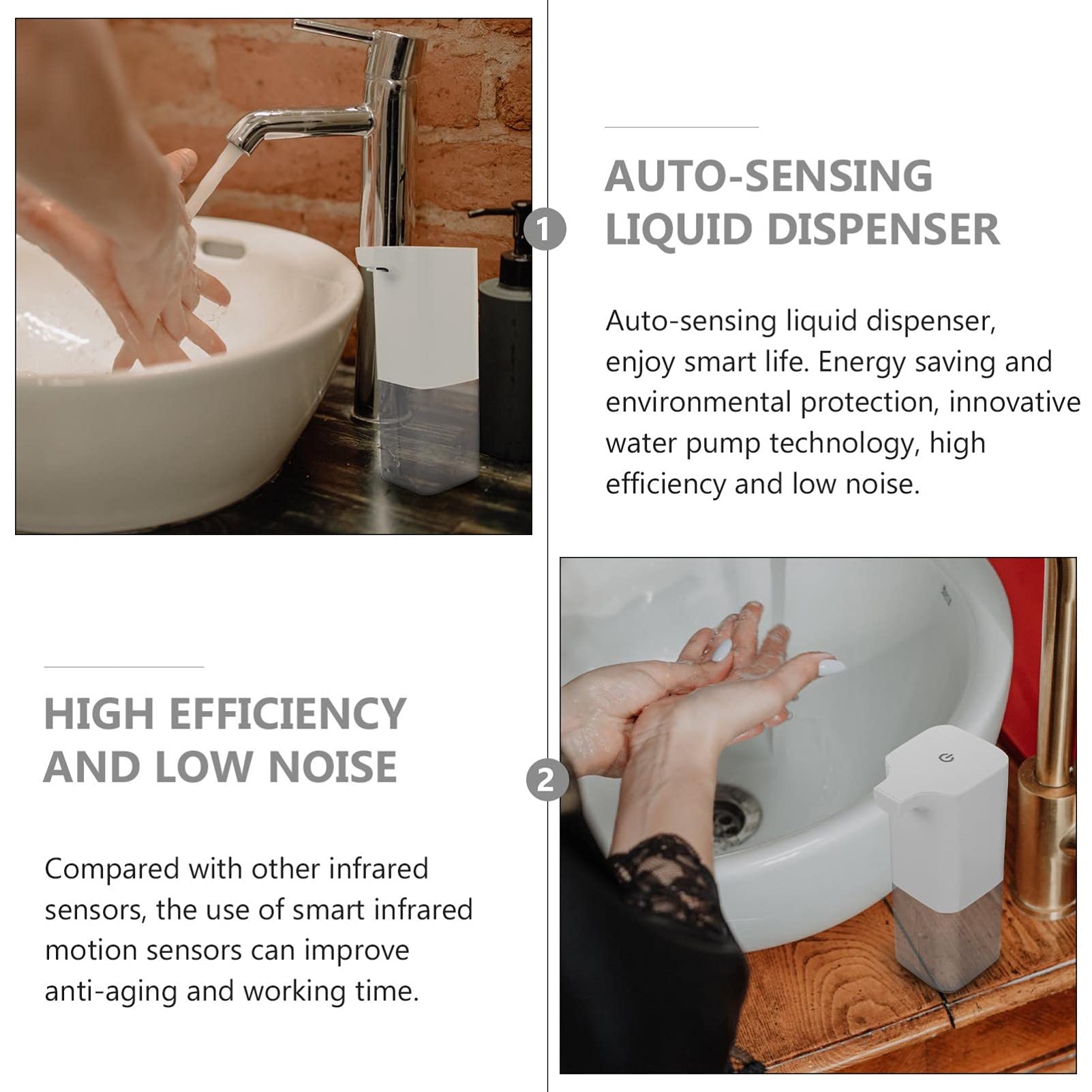 Automatic USB Soap Dispenser - Touchless Hand Soap Dispenser for Bathroom, Kitchen & Restroom - 500ml Refillable Soap Bottle - Ideal for Home, Office & Public Spaces
