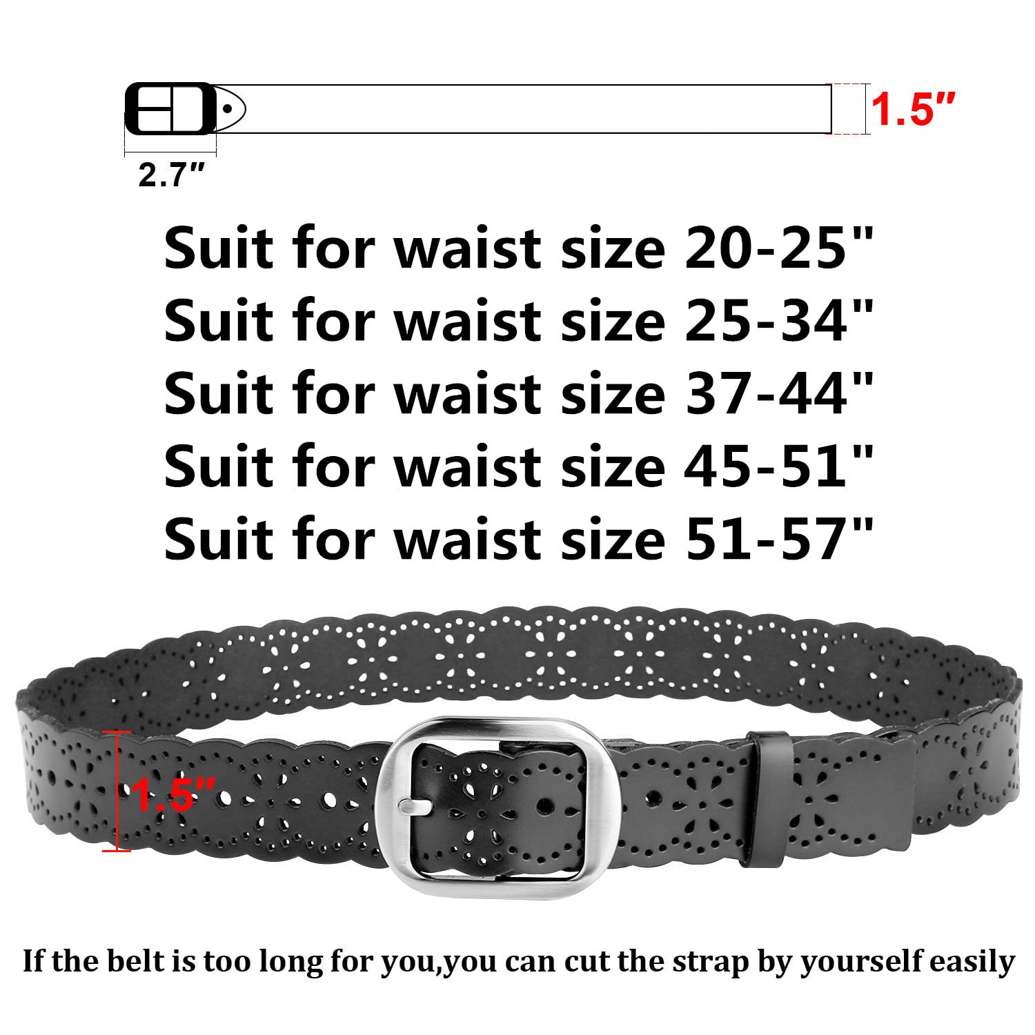 JASGOG Women's Hollow Flower Genuine Leather Belt - Stylish Wide Waist Belt for Jeans & Pants | Perfect for Casual Outfits, Office Wear & Everyday Fashion Accessories