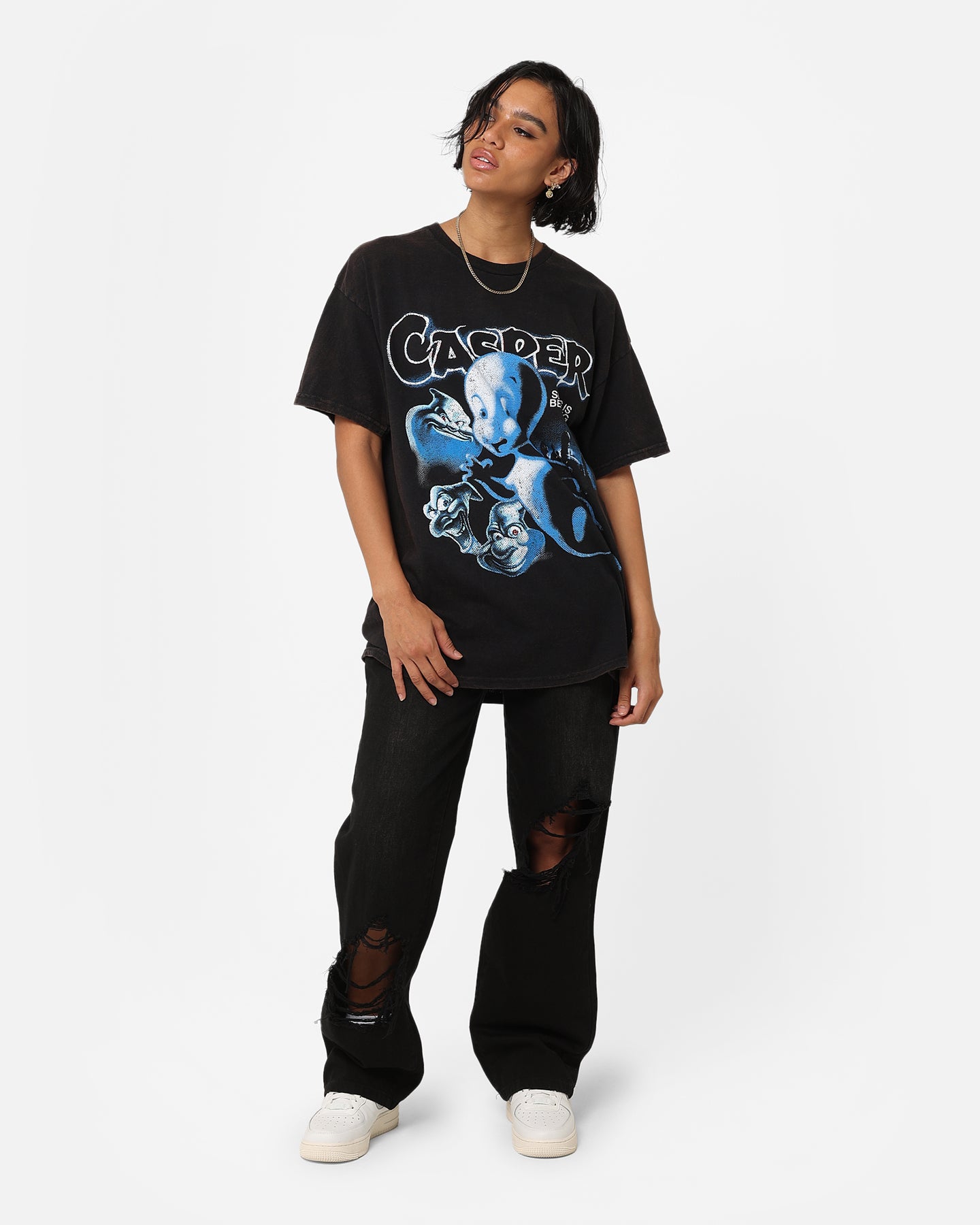Vintage Casper T-Shirt - Black Wash Distressed Retro Tee for Men & Women | American Thrift Style | Perfect for Casual Wear, Street Fashion & Vintage Lovers