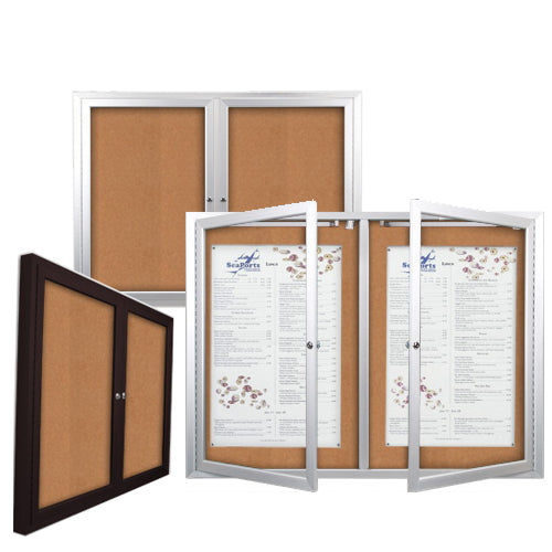 Lockable Outdoor Bulletin Board with LED Lights - Weatherproof Message Board for Schools, Parks & Offices - Multiple Door Design for Easy Access & Display