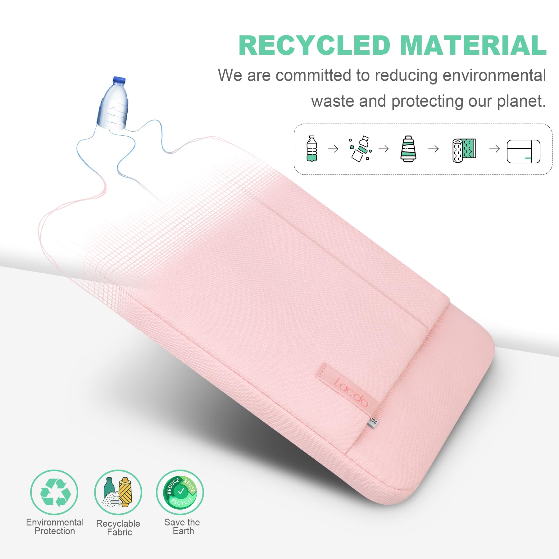 Lacdo 16/15 Inch Laptop Sleeve Case for MacBook Pro/Air & Surface Laptop - Protective Pink Neoprene Cover - Perfect for Work, Travel & School