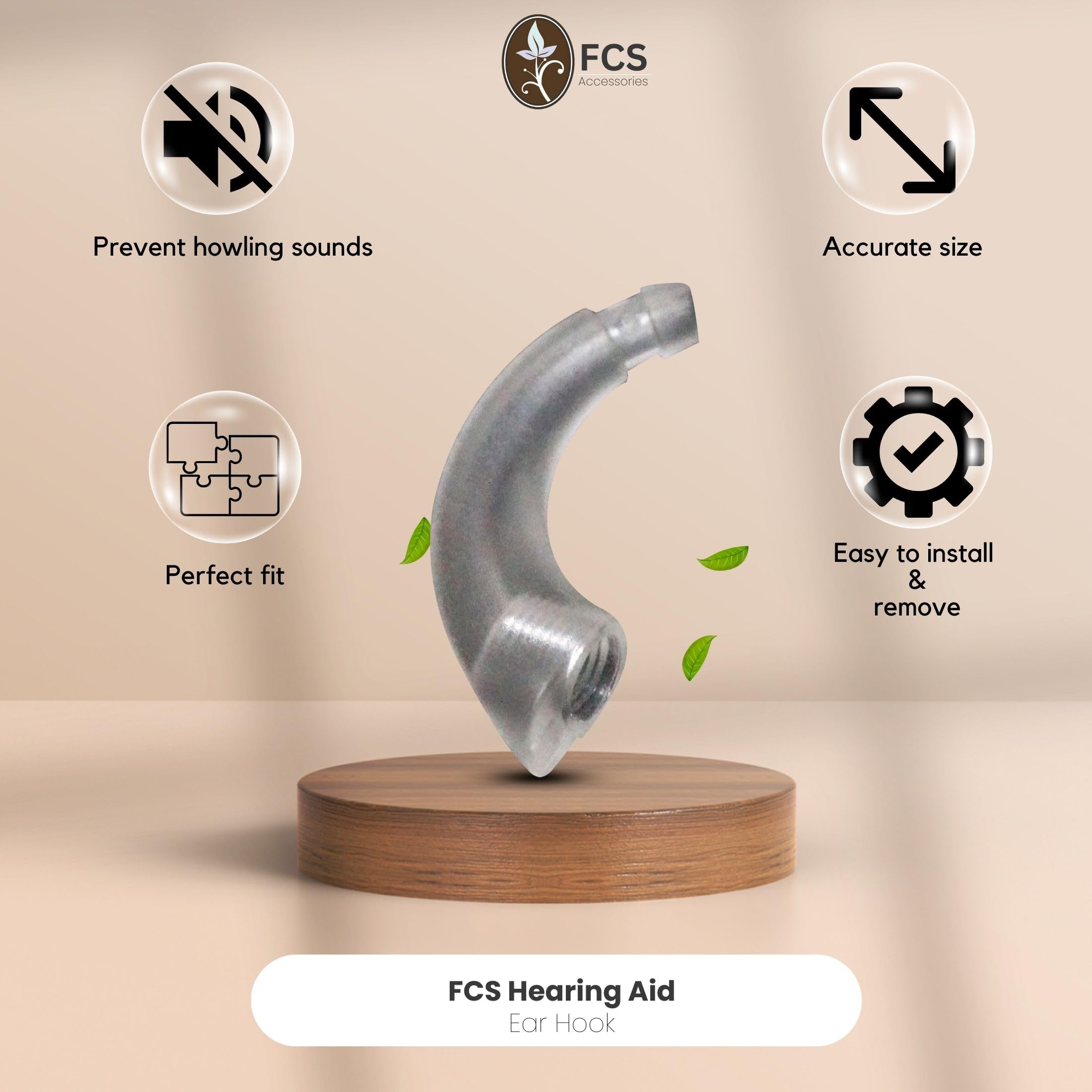 FCS BTE Hearing Aid Ear Hook - Durable ABS, Easy Install for Comfort