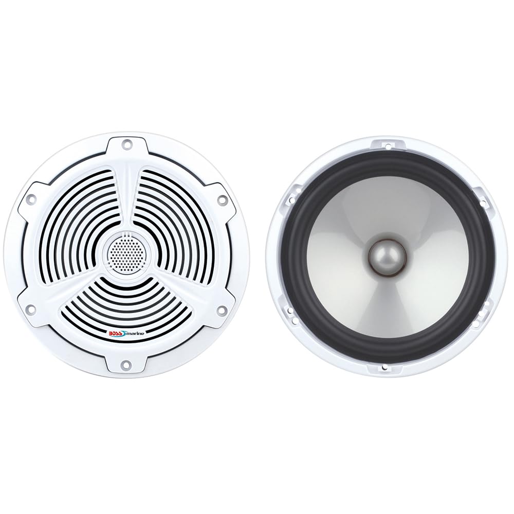 BOSS Audio Systems MR752C 7.5 Inch Marine Boat Stereo Speakers - 400W Coaxial 2-Way Full Range 4 Ohm Weatherproof Speakers (Pair) - Perfect for Boats, Yachts & Outdoor Waterproof Audio Systems