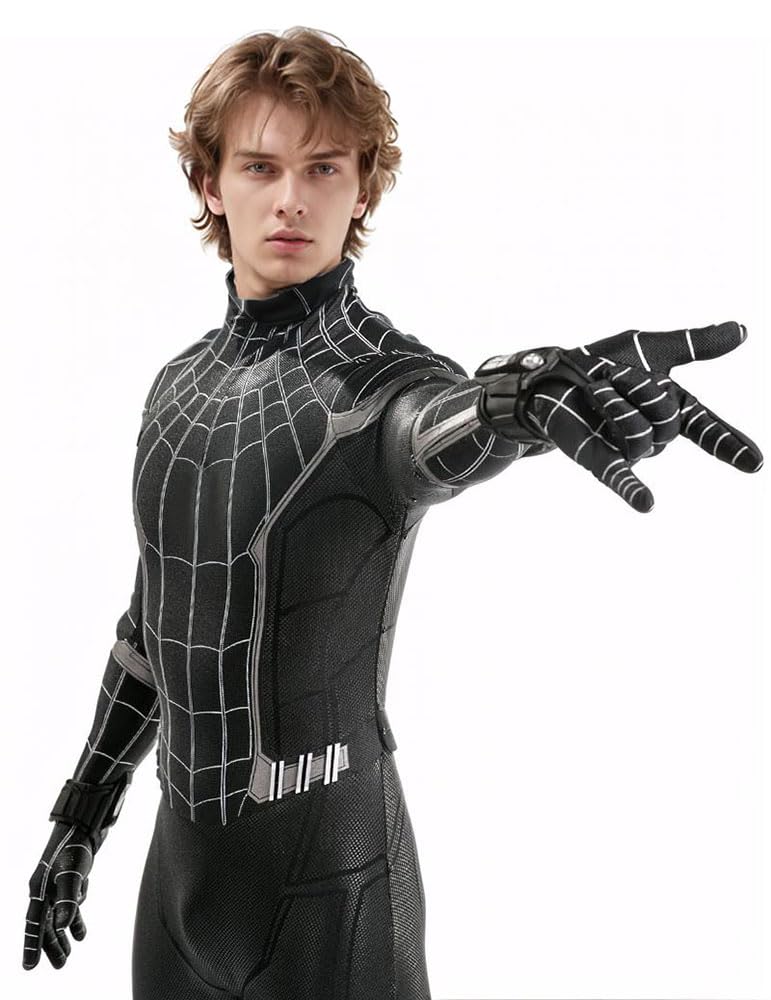 Men's Superhero Halloween Costume - Black Zentai Bodysuit Jumpsuit for Cosplay & Dress Up | Perfect for Halloween Parties, Comic Con & Themed Events