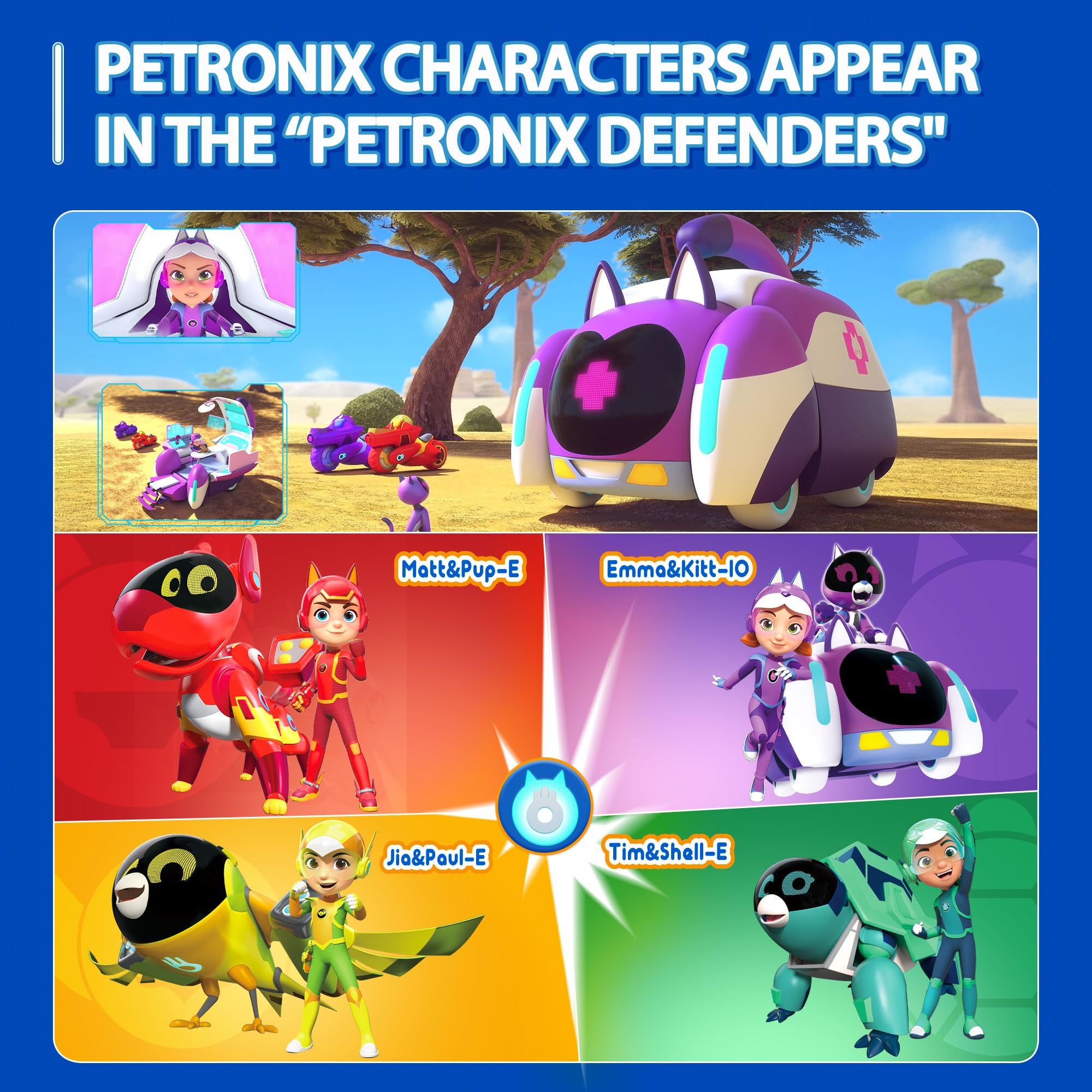 Petronix Defenders Deluxe Transforming Med Unit & Emma - Cat to Hospital Playset with 3
