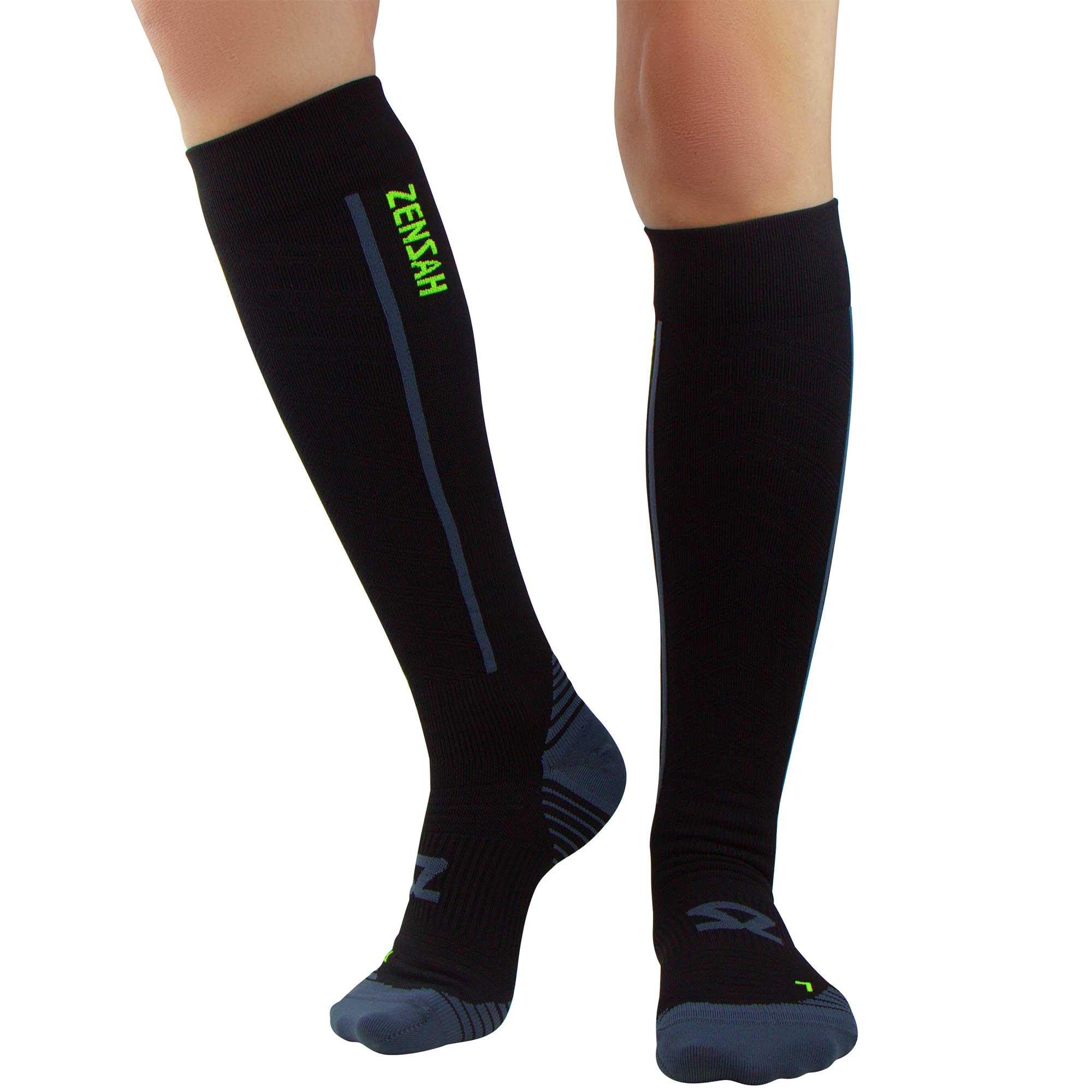 Zensah Featherweight Compression Socks - Ultra-Lightweight Running Socks for Women & Men - Improve Circulation & Performance for Marathon, Travel & Recovery
