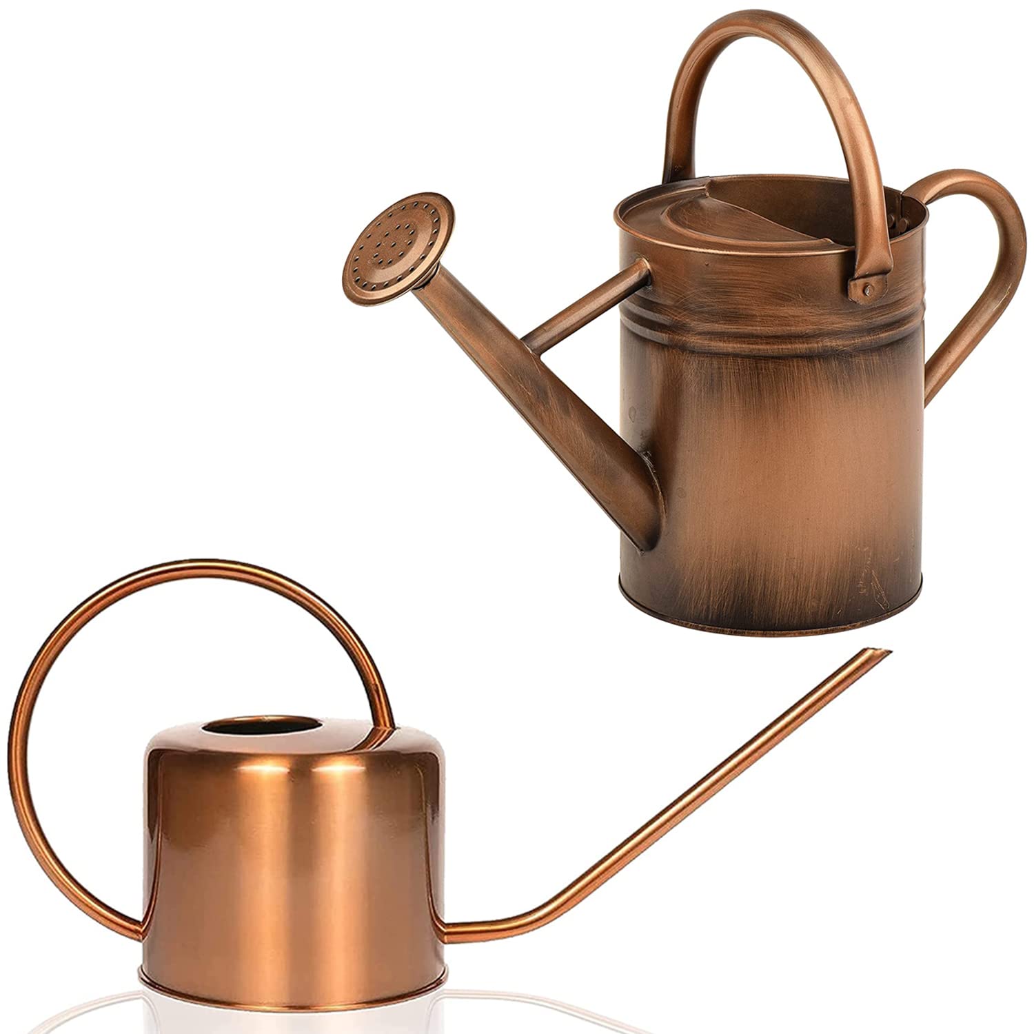 Homarden 40oz Copper Watering Can with Removable Spout - 1 Gallon Metal Watering Can Bundle for Indoor & Outdoor Plants, Garden, Flowers, and Houseplants