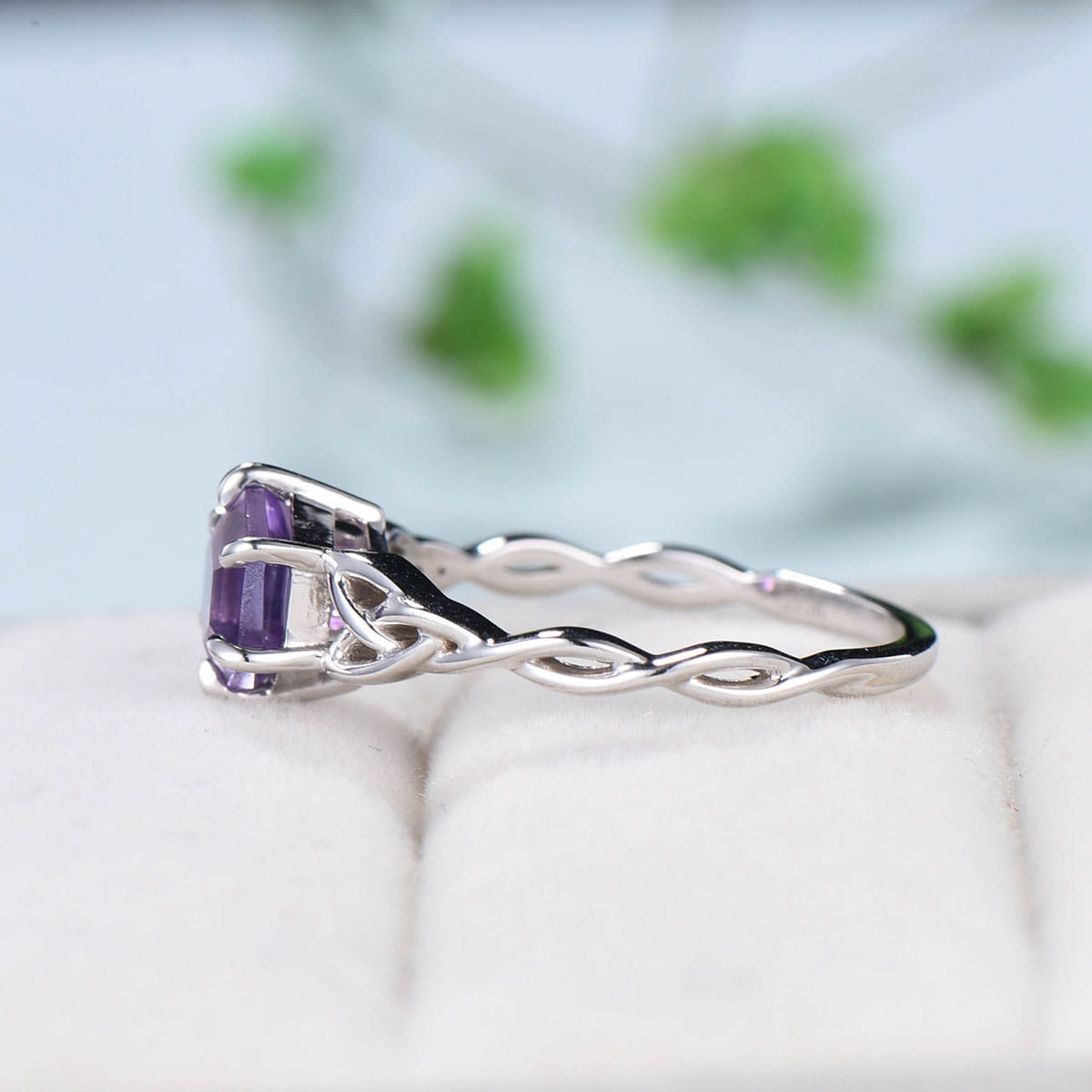 Celtic Love Knot Amethyst Engagement Ring - Art Deco Vintage Wedding Band for Women - 925 Sterling Silver Promise Ring with Delicate Purple Gemstone - Perfect for Anniversaries, Proposals & Romantic Gifts