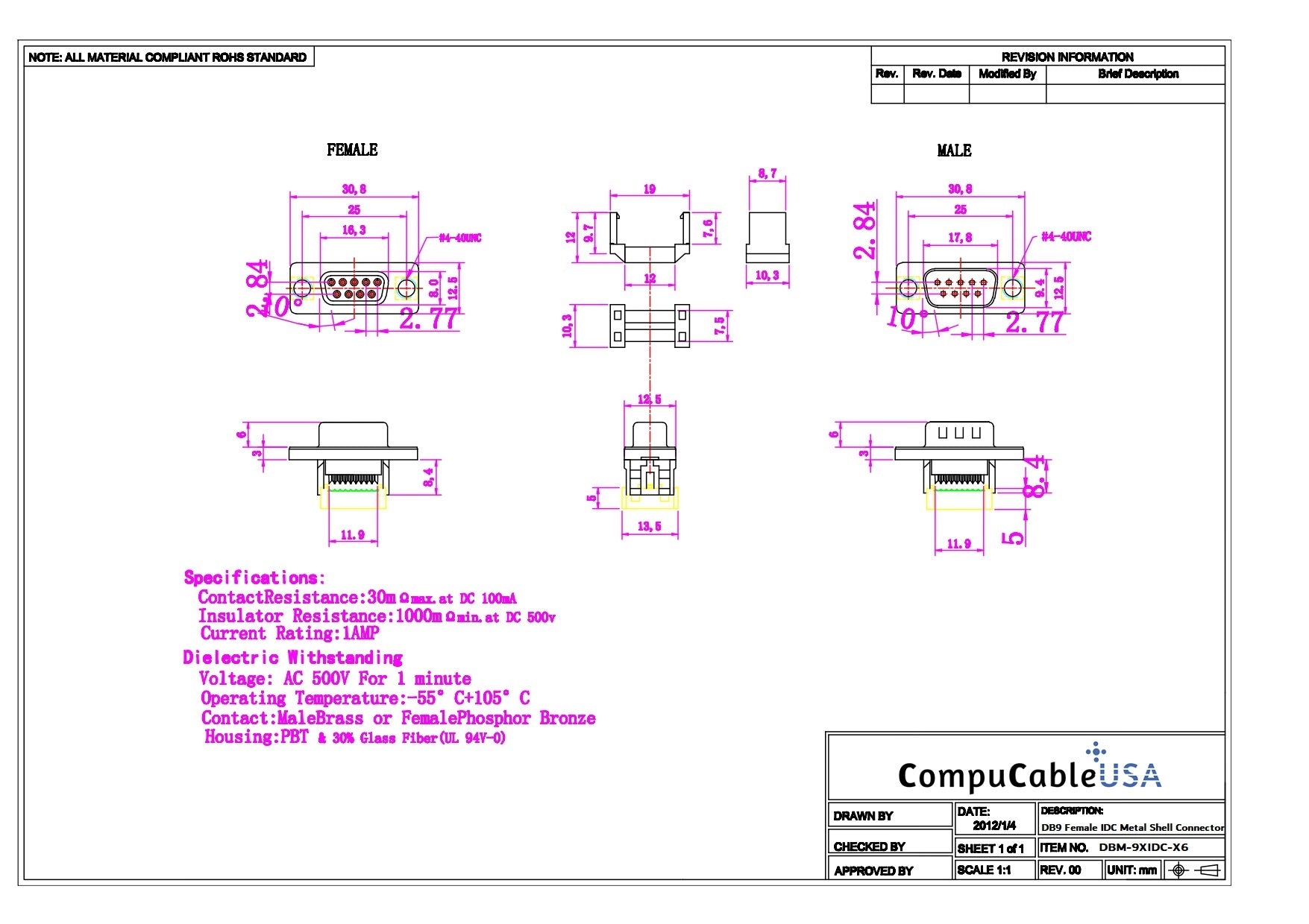 DB9 Female IDC Metal Shell Connector for Serial RS 232 | 9 Pin DE9 Connector | 6 Pack | Perfect for Computer Networking, Industrial Automation & DIY Electronics Projects