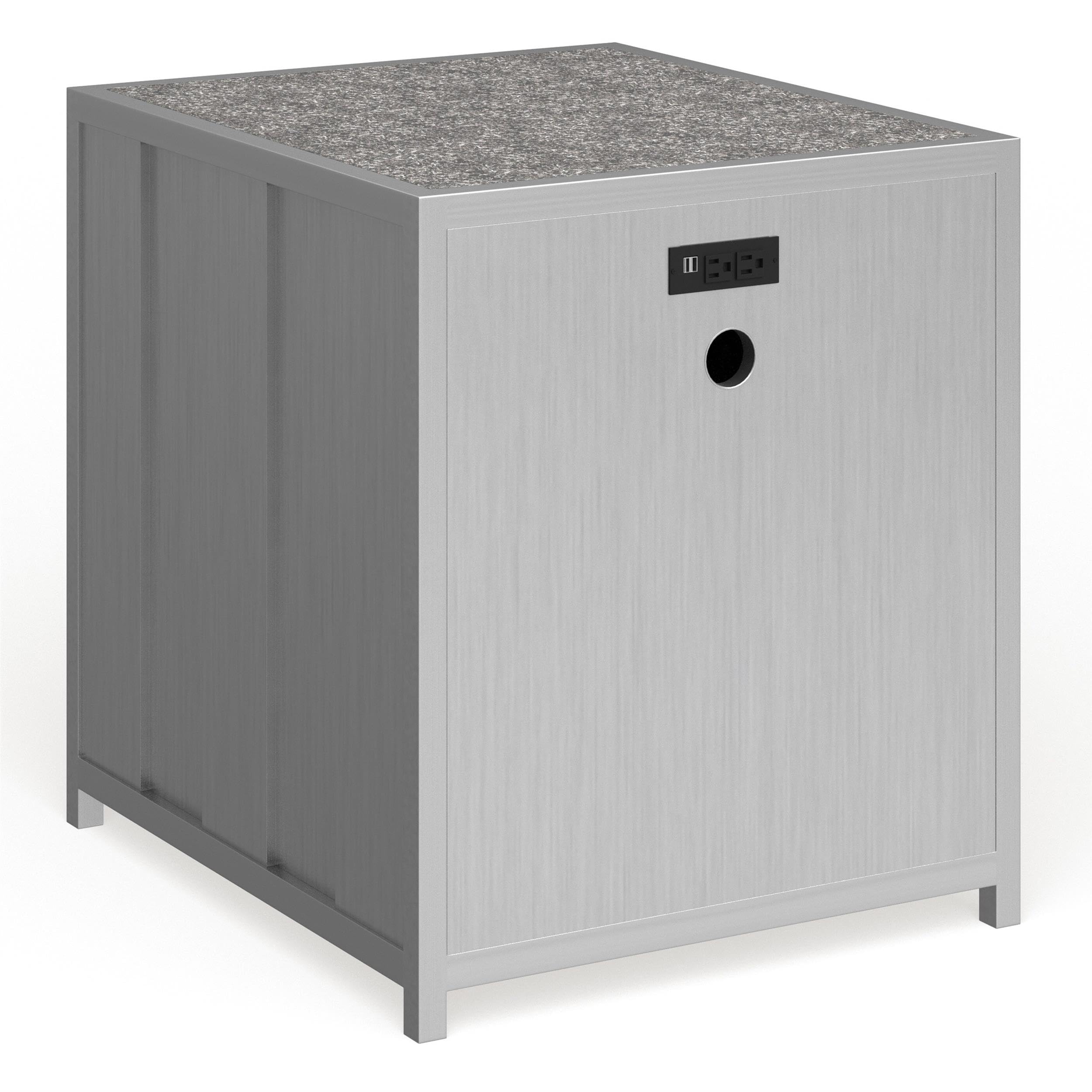 Furniture of America Hazier Industrial Metal Nightstand in Hand-Brushed Silver - Modern Bedside Table with Storage Shelf for Bedroom, Living Room & Office