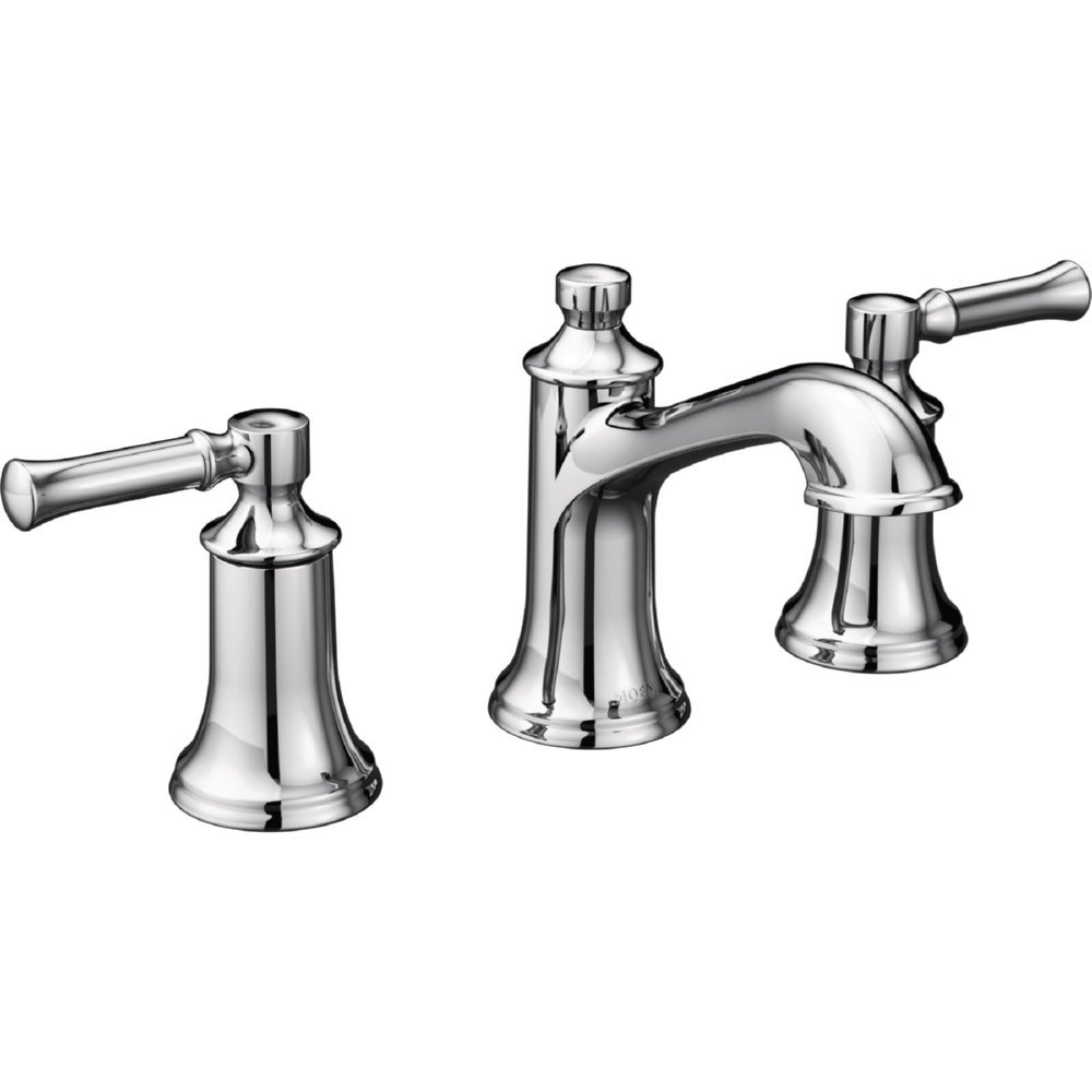 Moen Dartmoor Chrome Two-Handle Widespread Bathroom Faucet - Traditional Bathroom Sink Faucet with Valve (Model T6805) - Perfect for Vintage Style Bathroom Renovations and Home Upgrades
