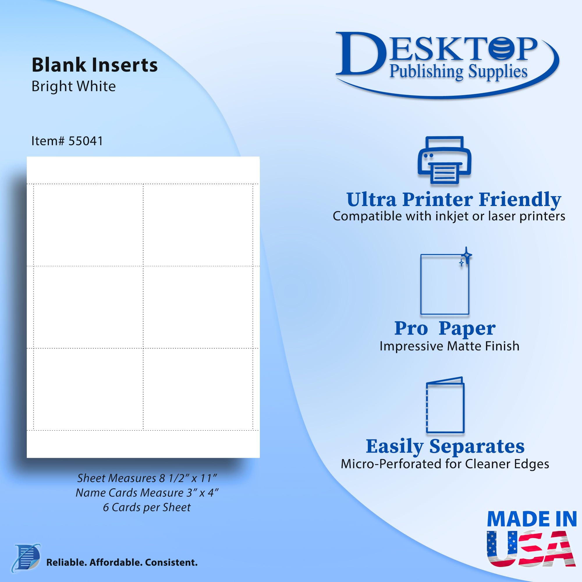 65lb Bright White 3x4 Name Badge Inserts - 6 per Page - Printable Name Tag Cardstock for Inkjet & Laser Printers - 25 Sheets (150 Inserts) - Perfect for Conferences, Events, Offices & Schools