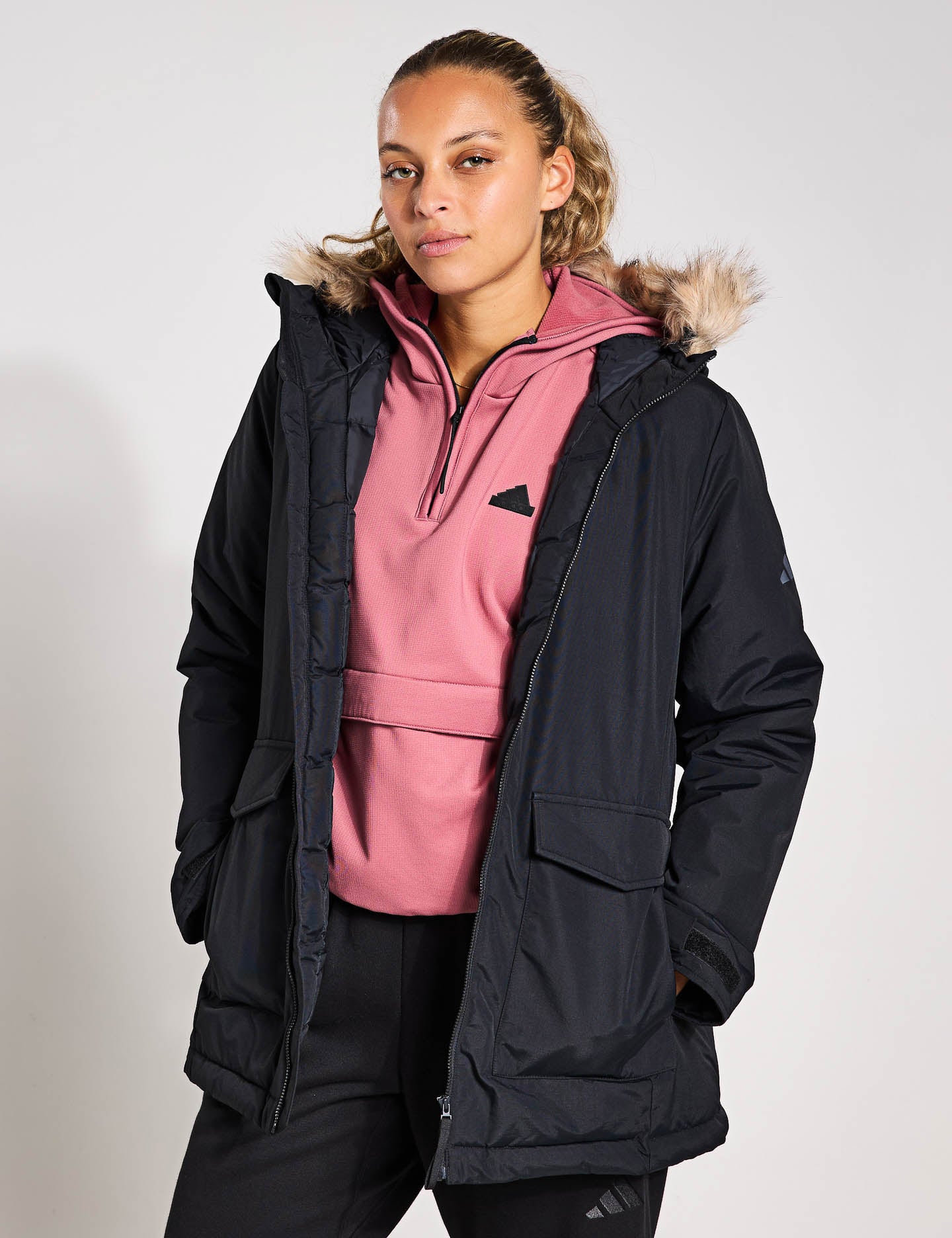 Paveric Fur Parka Coat for Women - Warm Winter Jacket with Faux Fur Hood, Black | Perfect for Cold Weather, Outdoor Activities & Fashion