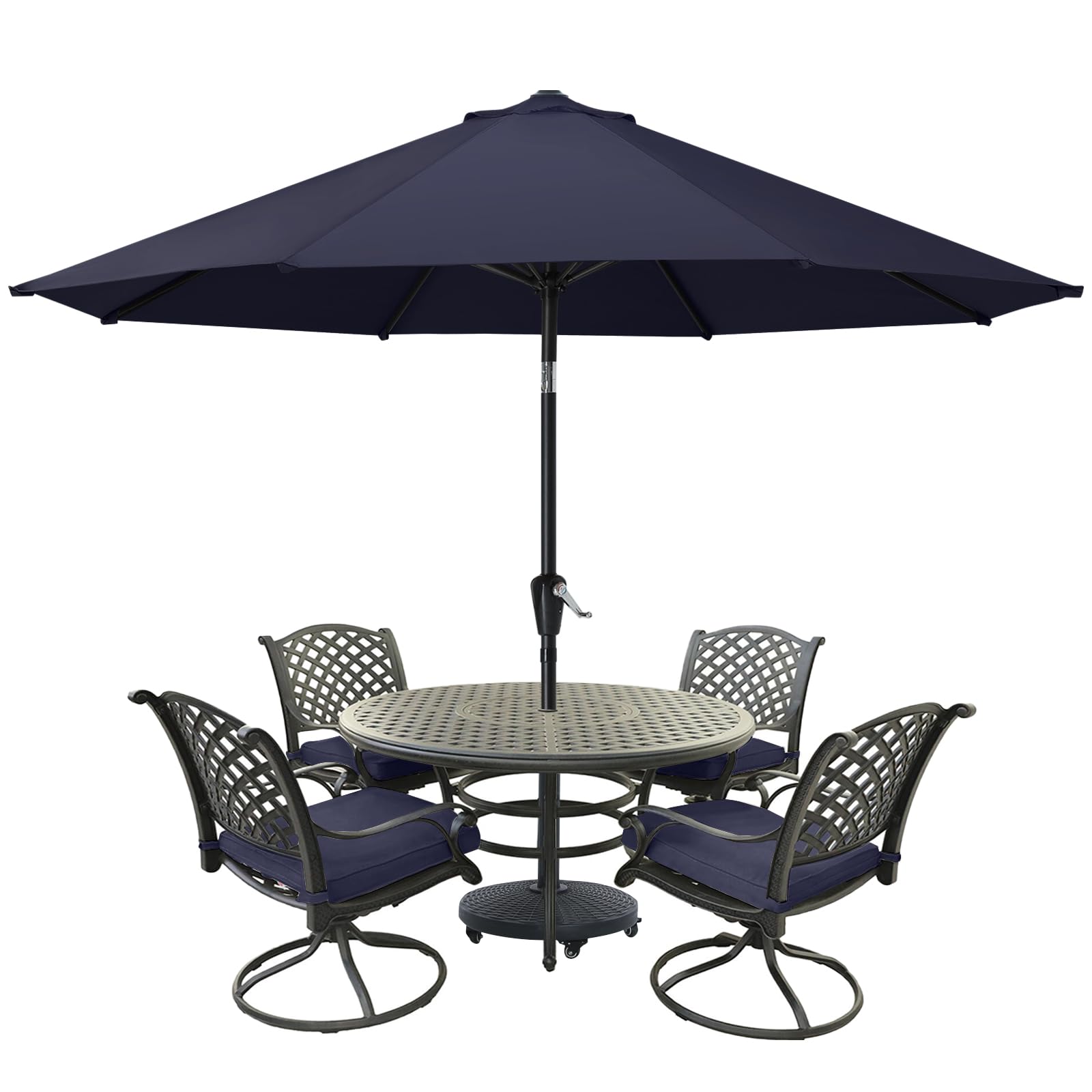 MASTERCANOPY 10ft Navy Blue Patio Umbrella with 8 Ribs - Heavy Duty Outdoor Market Table Umbrella for Restaurants, Cafes, and Beachside Dining
