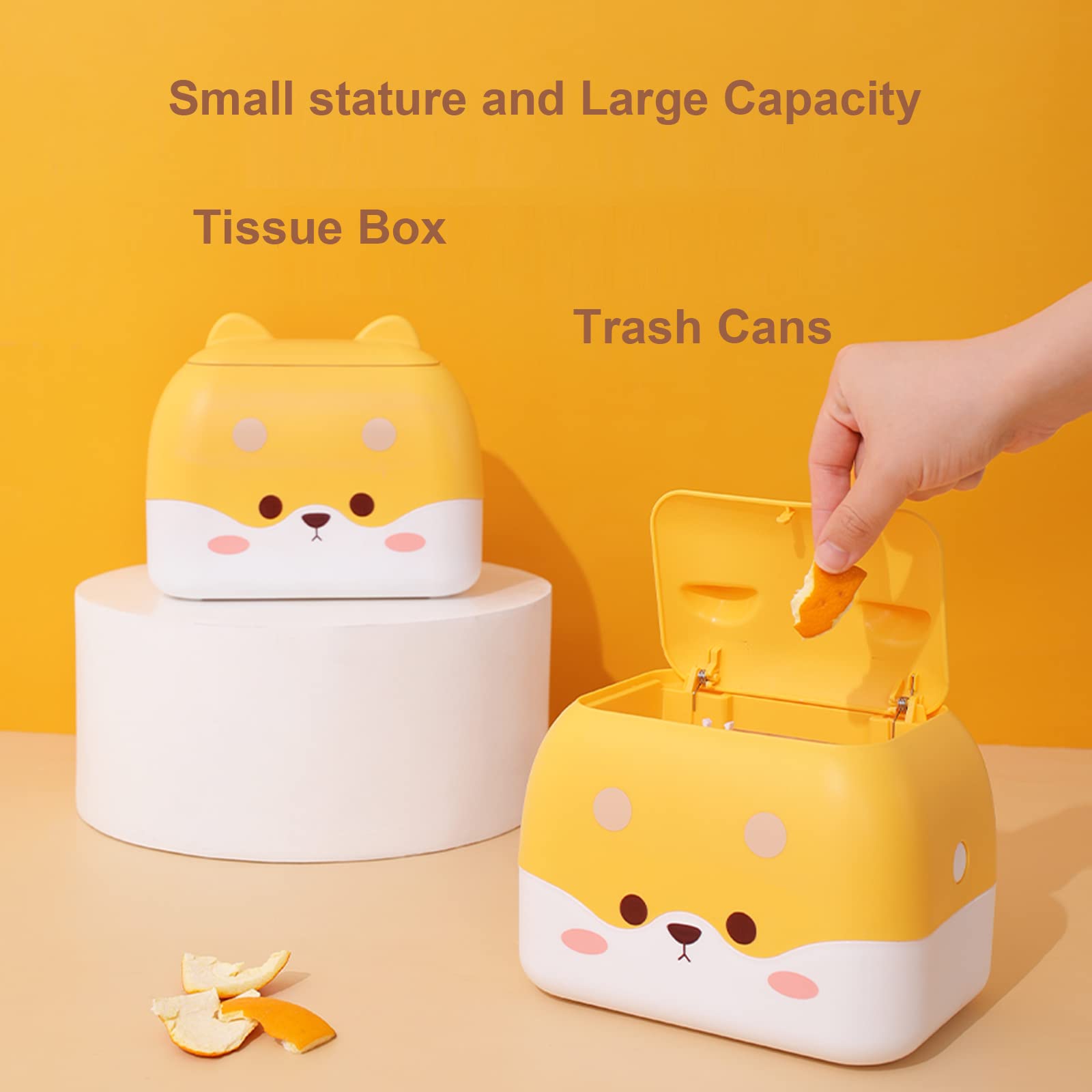 Mini Press Top Desktop Trash Can with Lid - Small Cute Garbage Bin for Bathroom, Living Room, Bedroom & Office | Perfect for Pet Hair, Lint & Countertop Waste Disposal