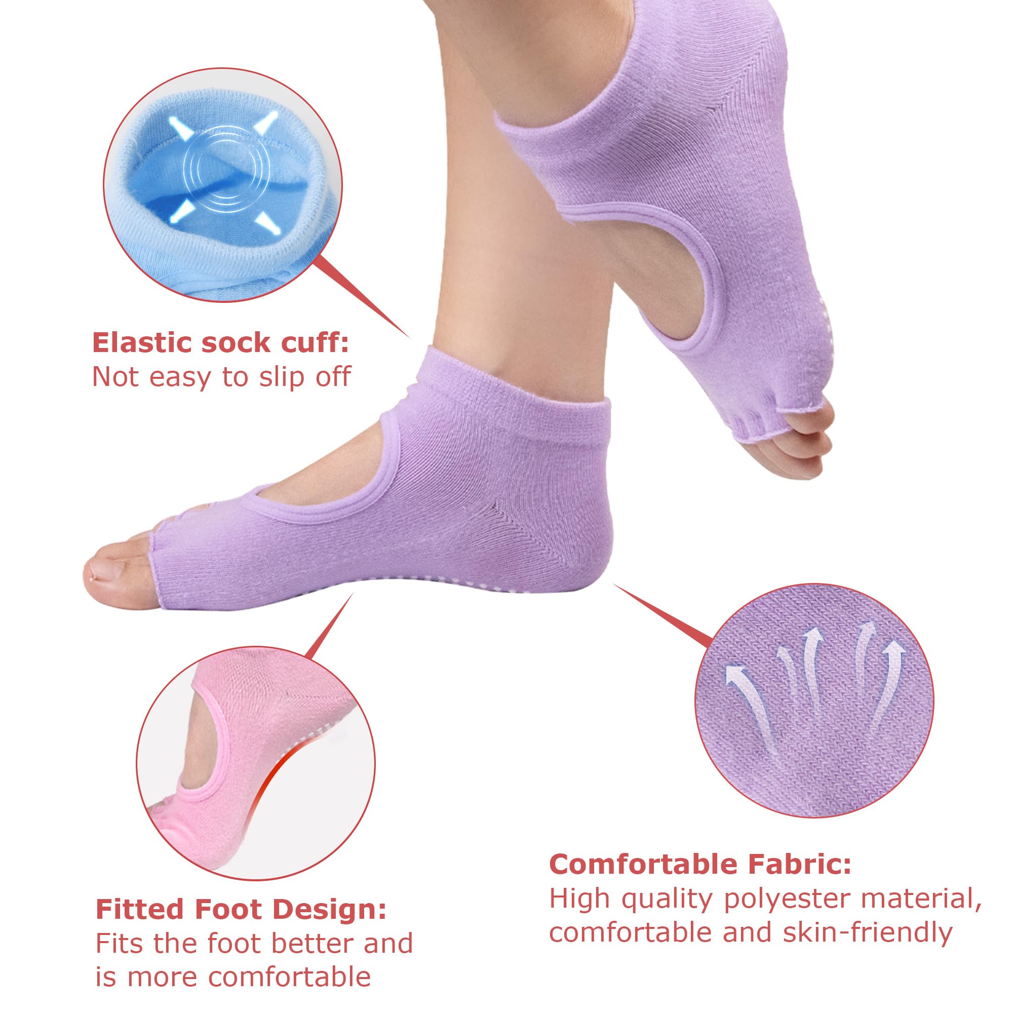 Non-Slip Pilates Socks for Women - Yoga & Workout Grip Socks
