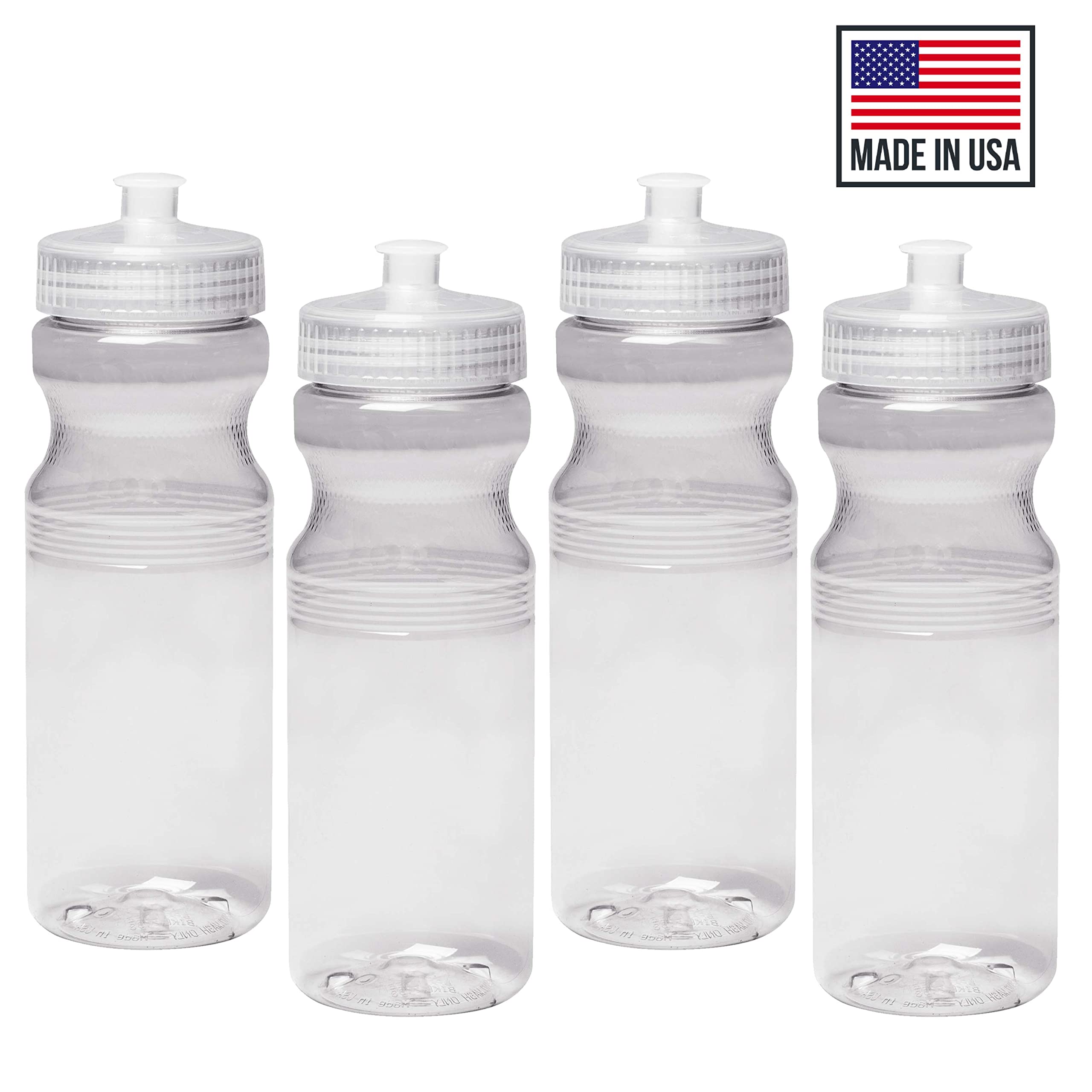 24oz Reusable Water Bottles (20 Pack) - BPA Free HDPE Plastic, Leak Proof Lids, Made in USA - Ideal for Outdoor Adventures, Sports Events, Gym & Camping